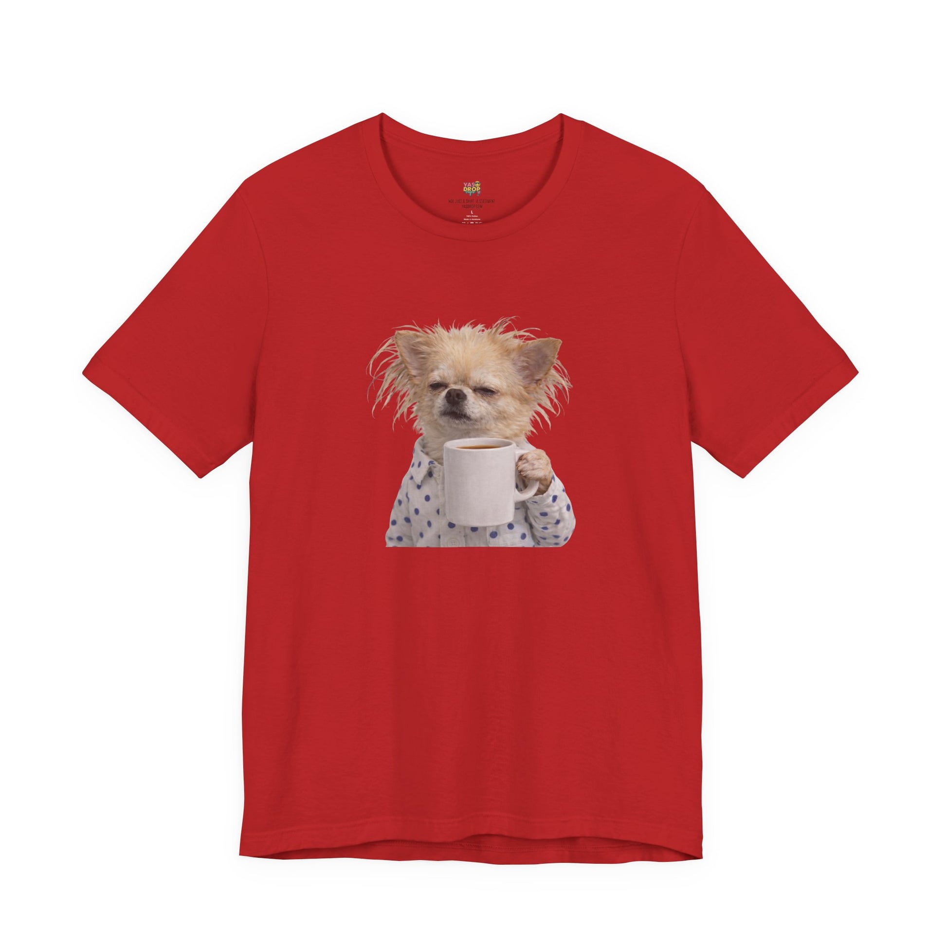 Morning Mood Tired Chihuahua Coffee Graphic T-Shirt