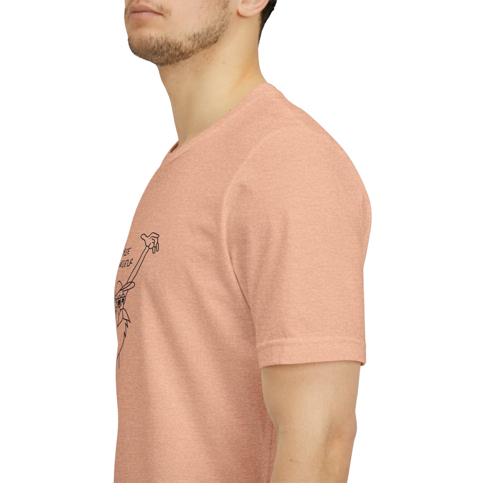"Free Yourself" Retro Line Art Graphic Tee – Ironic Minimalist Streetwear