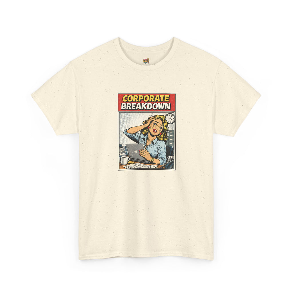 Corporate Breakdown Tee – Retro Office Meme T-Shirt (9–5 Burnout Graphic Shirt)