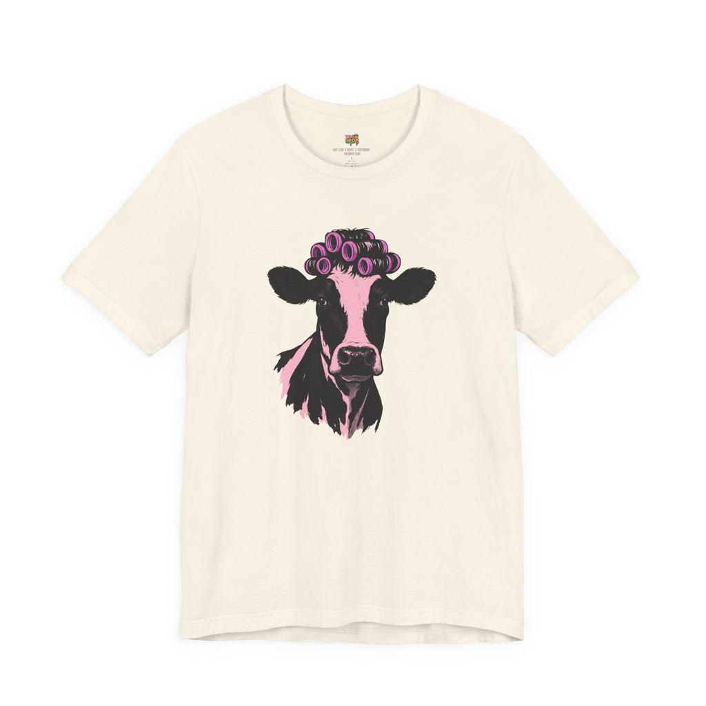 "In My Lane" Cow in Rollers Graphic Tee – Aesthetic Ironic Minimalist Streetwear