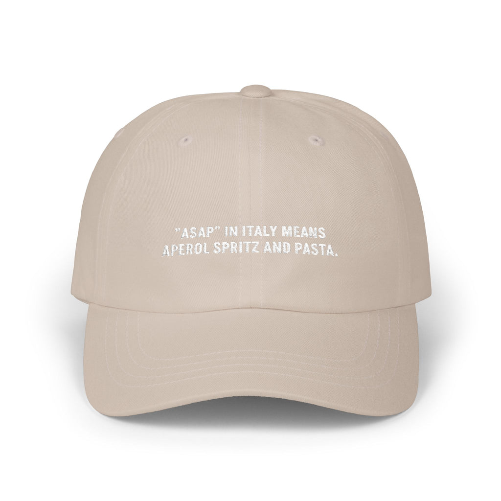"ASAP In Italy Means Aperol Spritz And Pasta" Embroidered Hat