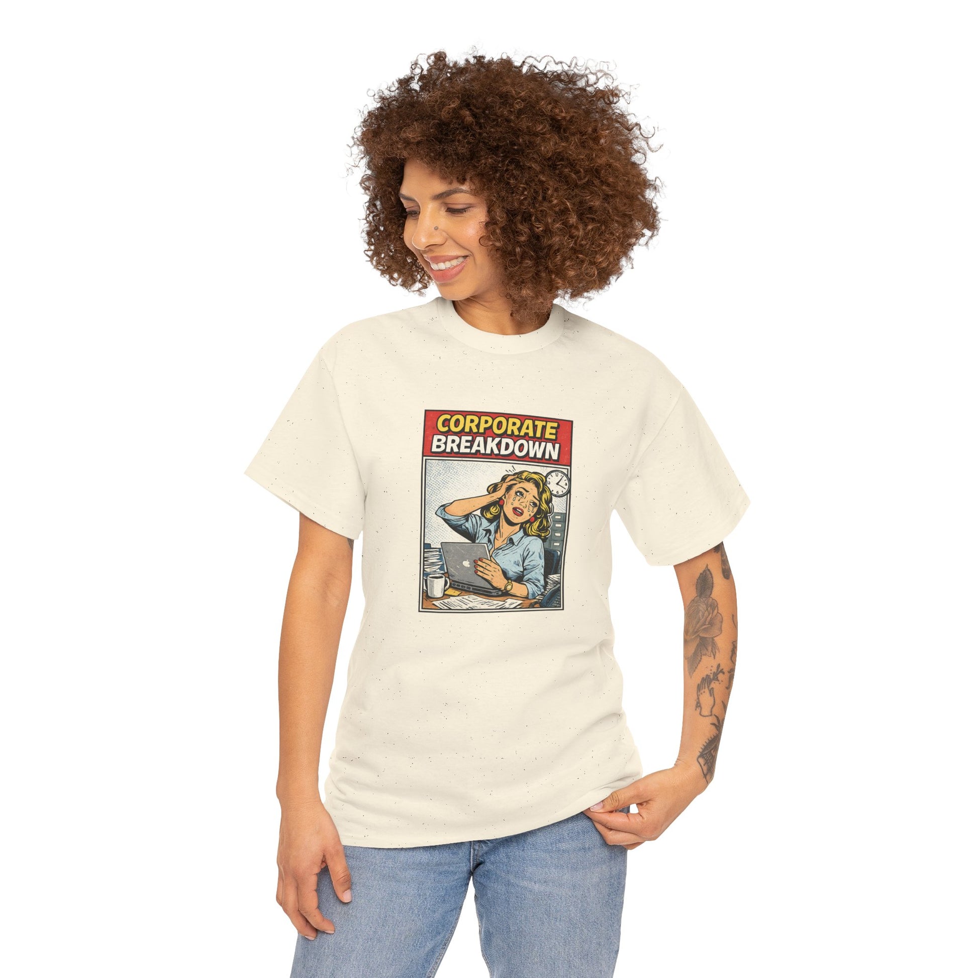 Corporate Breakdown Tee – Retro Office Meme T-Shirt (9–5 Burnout Graphic Shirt)