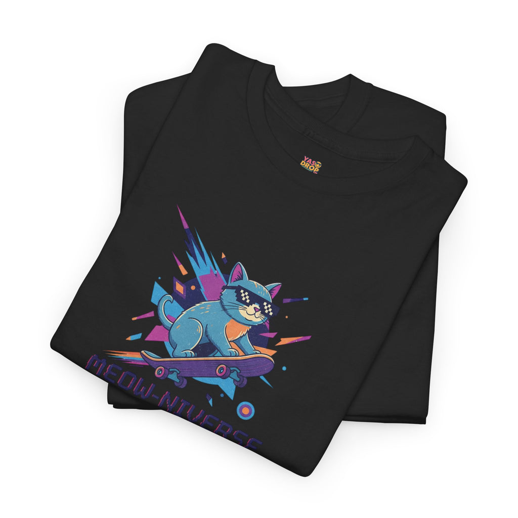 MEOW-NIVERSE EXPLORER: Retro Cyber Cat Skater Tee