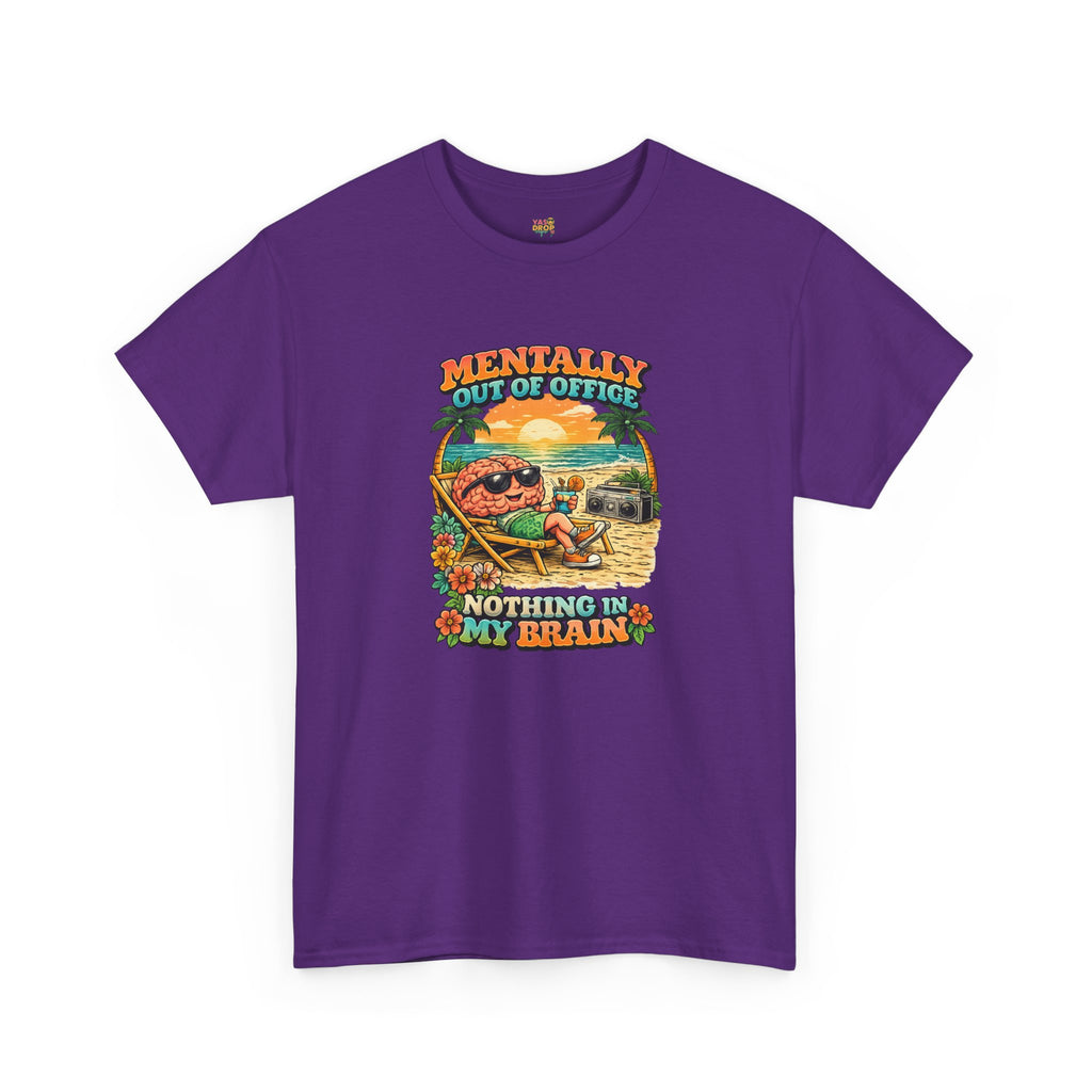 "Mentally Out of Office" Retro Brain Graphic Tee - Sarcastic Vacation T-Shirt