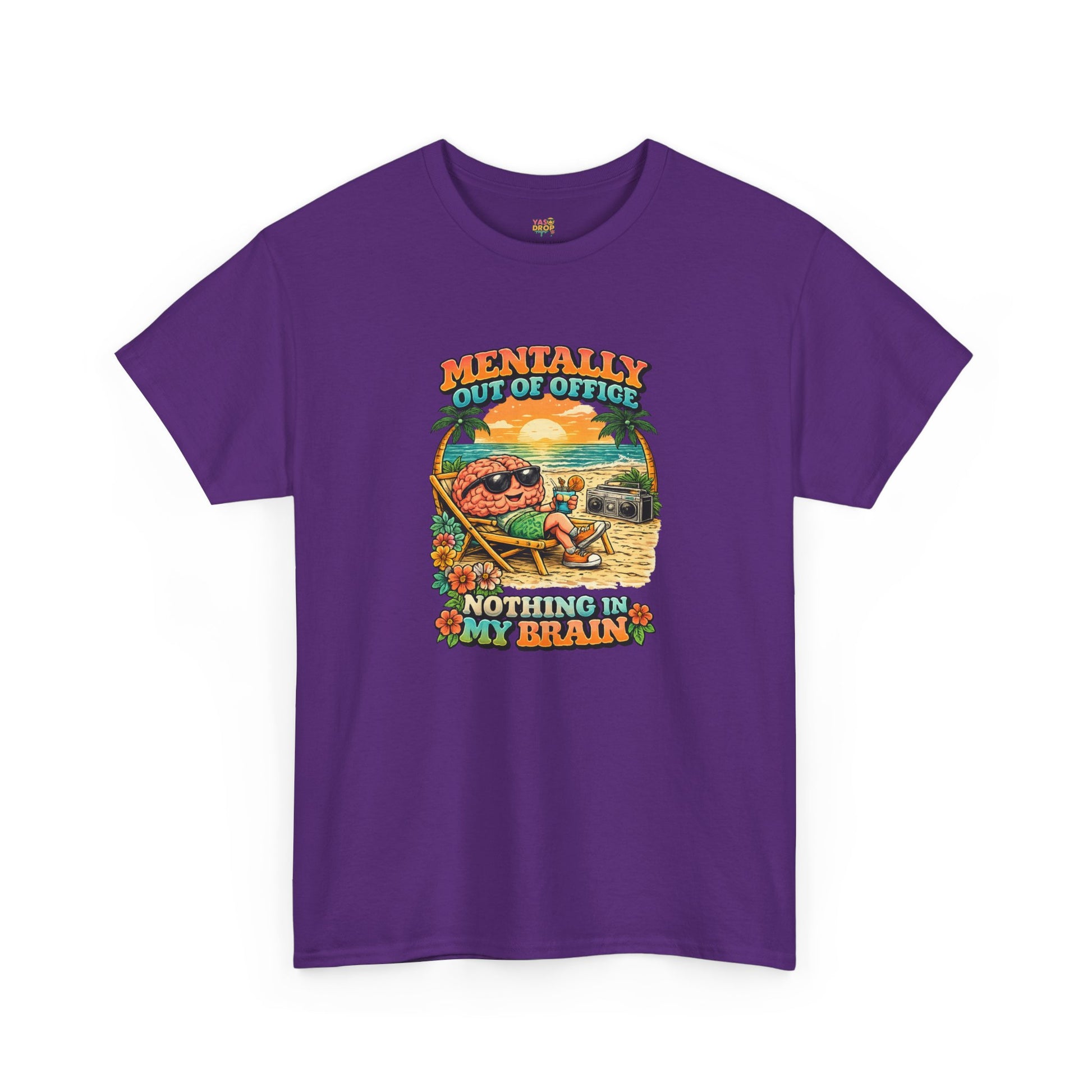 "Mentally Out of Office" Retro Brain Graphic Tee - Sarcastic Vacation T-Shirt