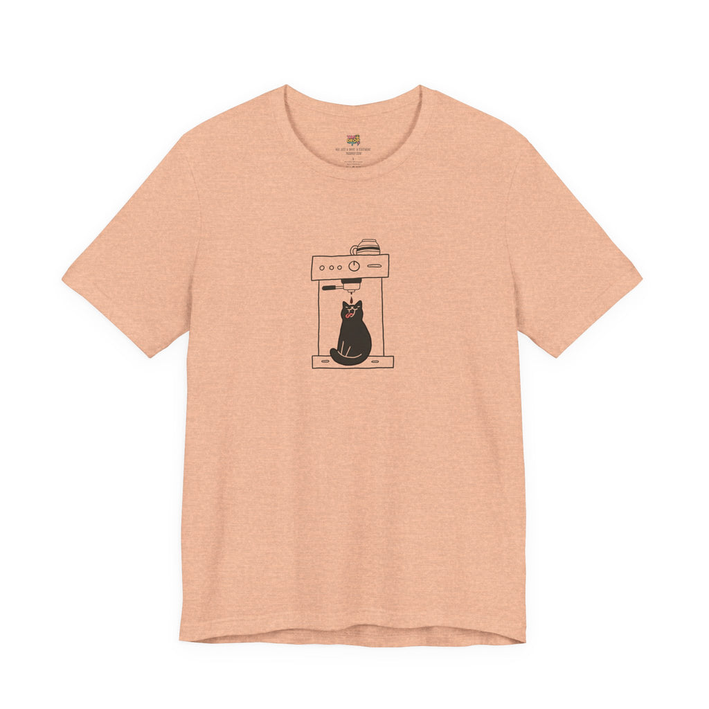 Espresso Cat Graphic Tee – Ironic Minimalist Coffee Streetwear