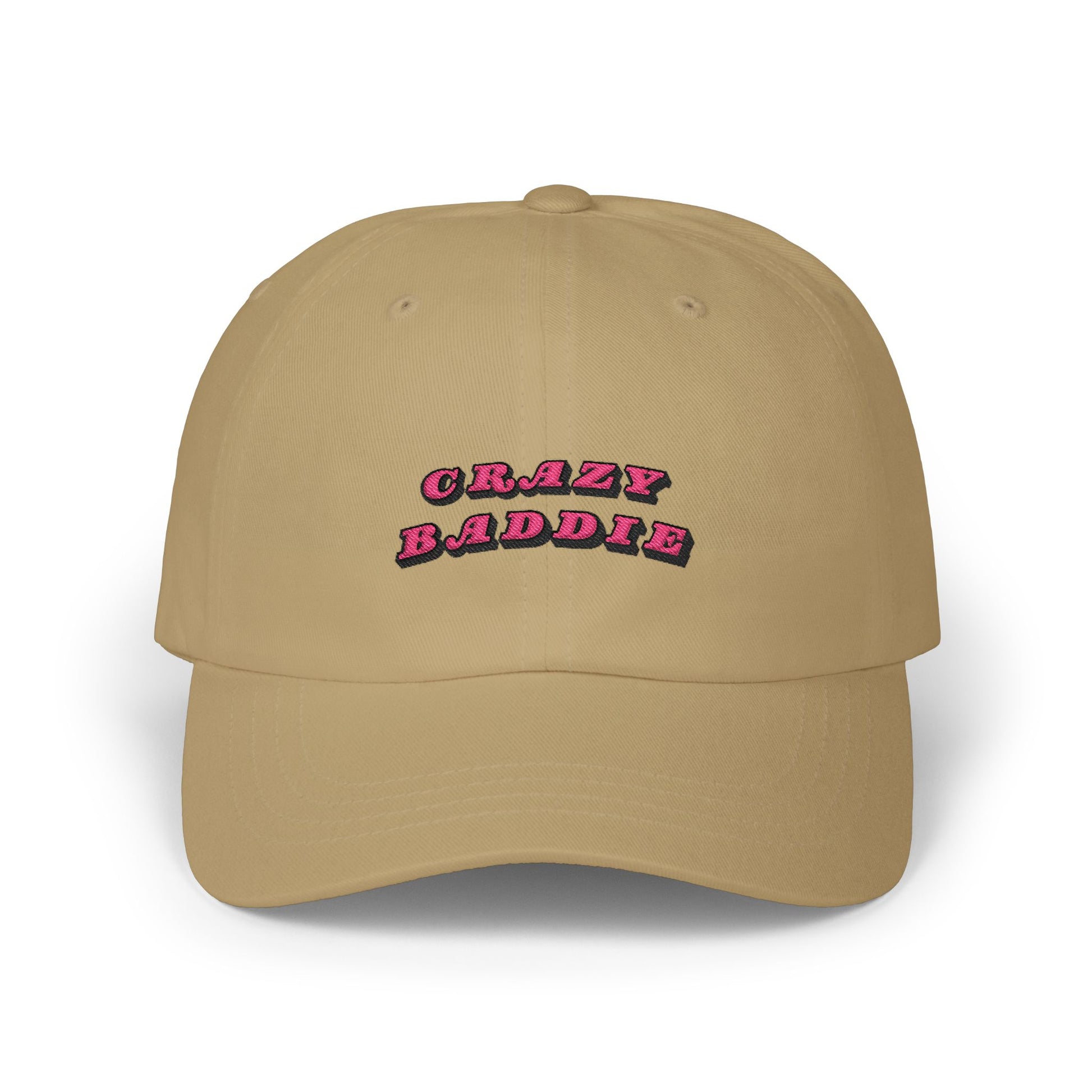 Premium Quality "Crazy Baddie" Embroidered Dad Hat – Retro Pink 3D Block Lettering