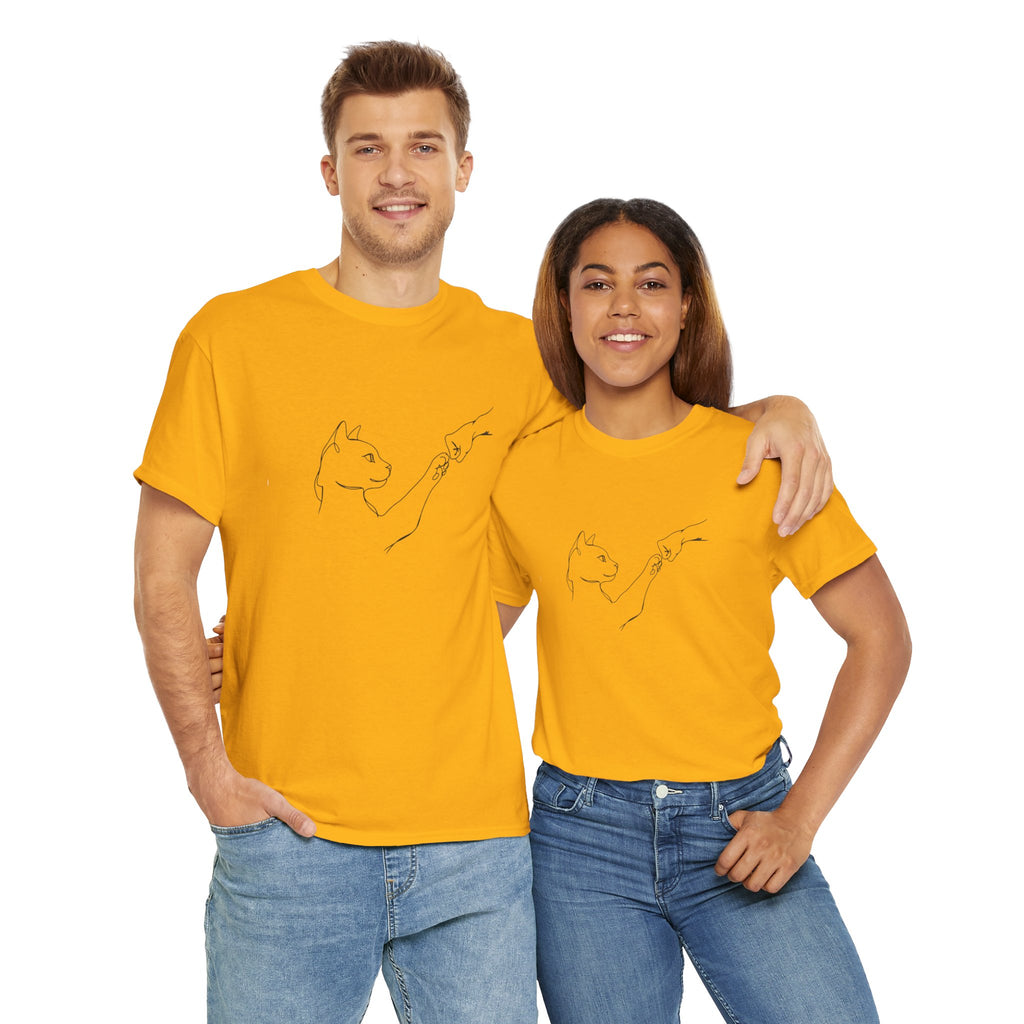 Paw Bump Bond: Minimalist Cat & Human Connection Art Tee