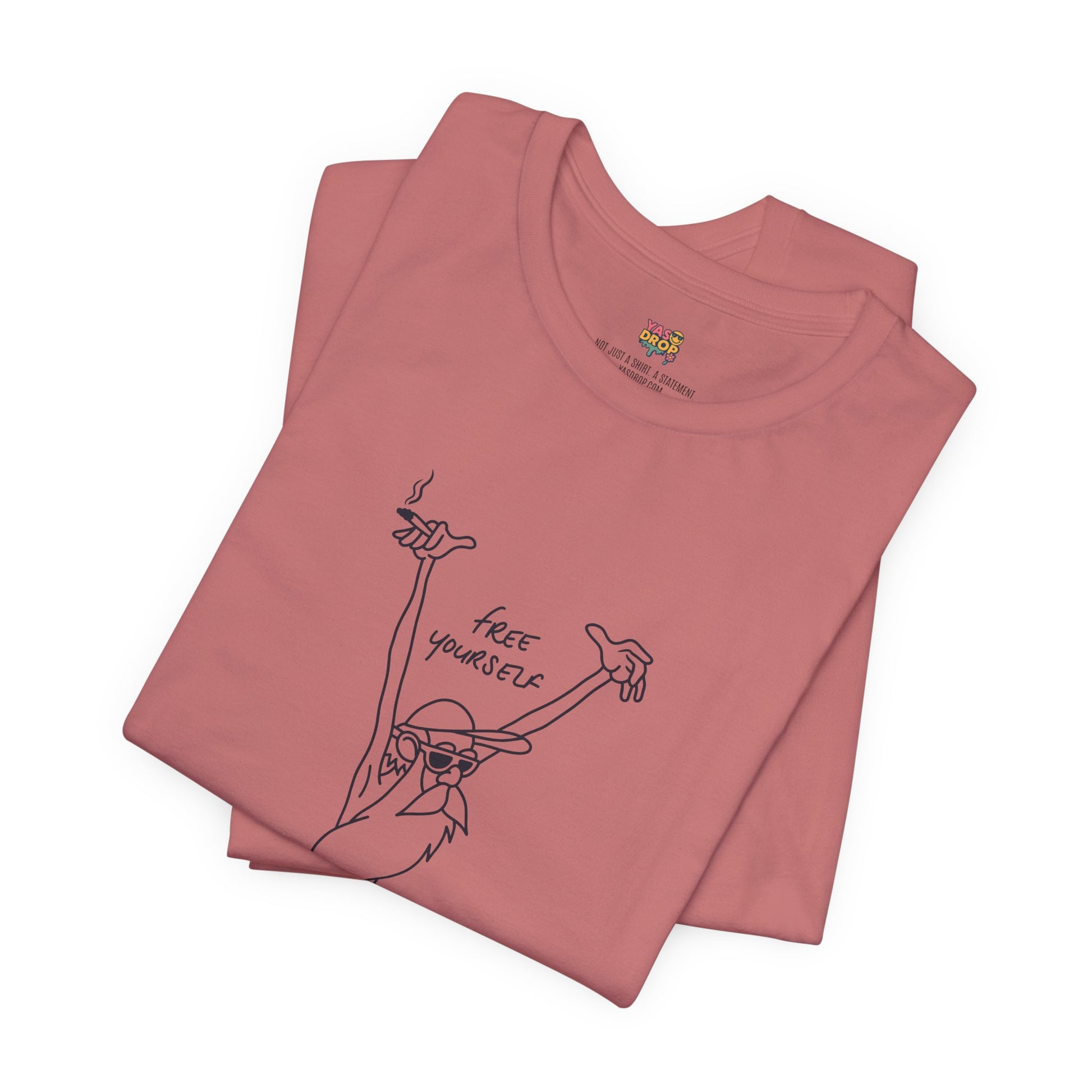 "Free Yourself" Retro Line Art Graphic Tee – Ironic Minimalist Streetwear