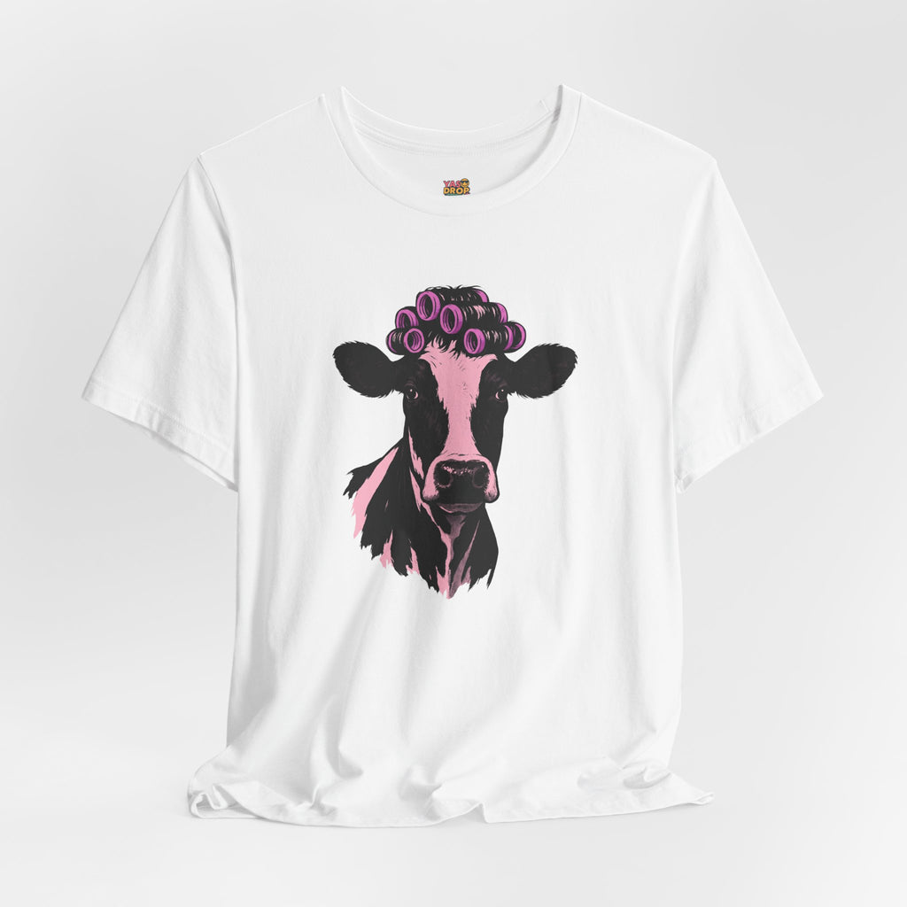 "In My Lane" Cow in Rollers Graphic Tee – Aesthetic Ironic Minimalist Streetwear