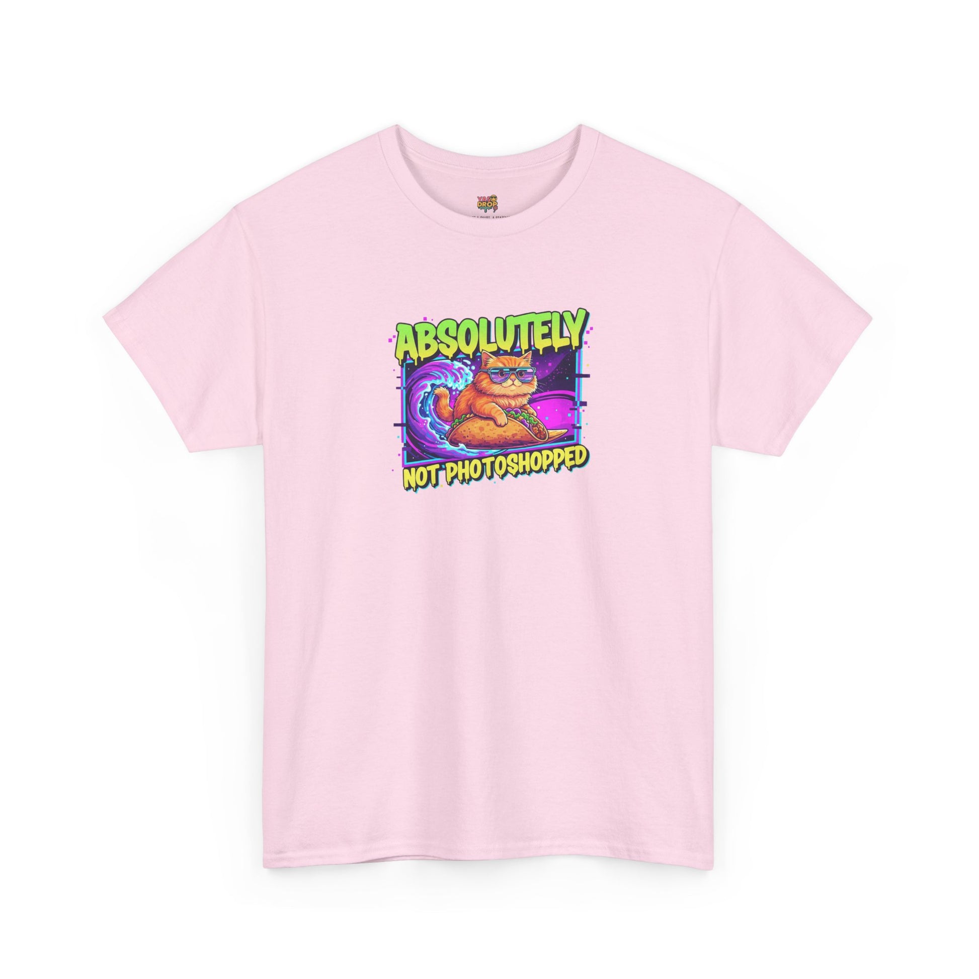 Absolutely Not Photoshopped: Neon Cat Surfing Taco Tee