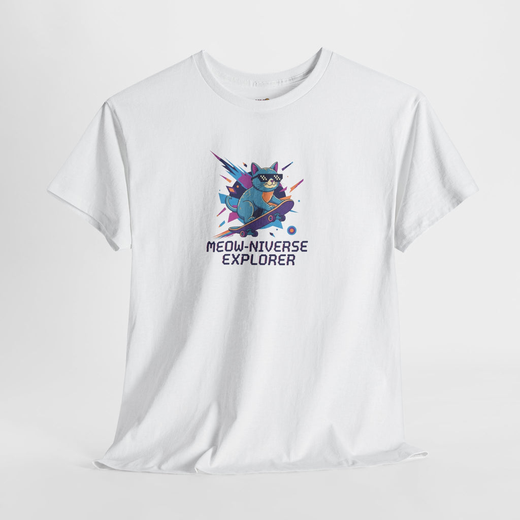 MEOW-NIVERSE EXPLORER: Retro Cyber Cat Skater Tee