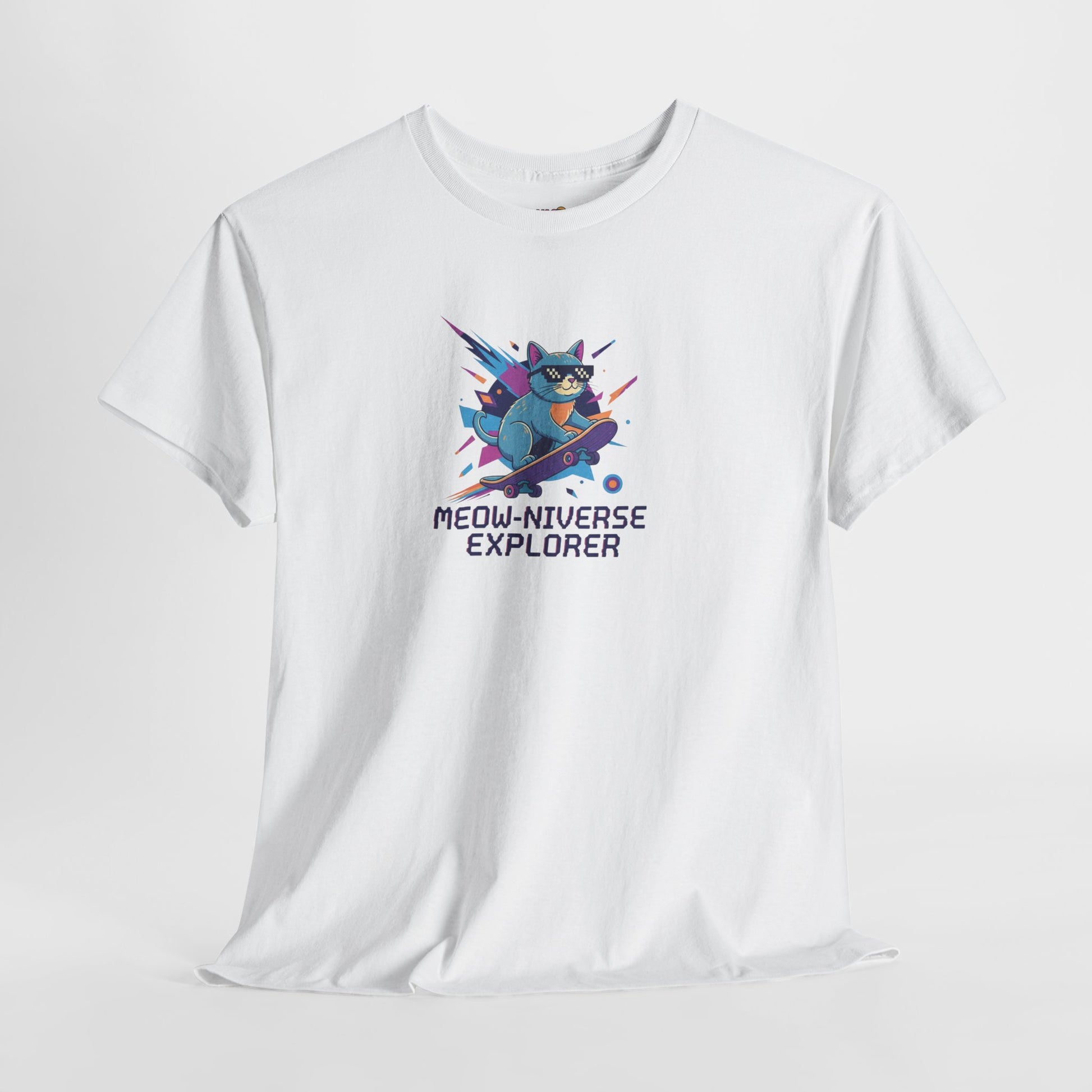 MEOW-NIVERSE EXPLORER: Retro Cyber Cat Skater Tee