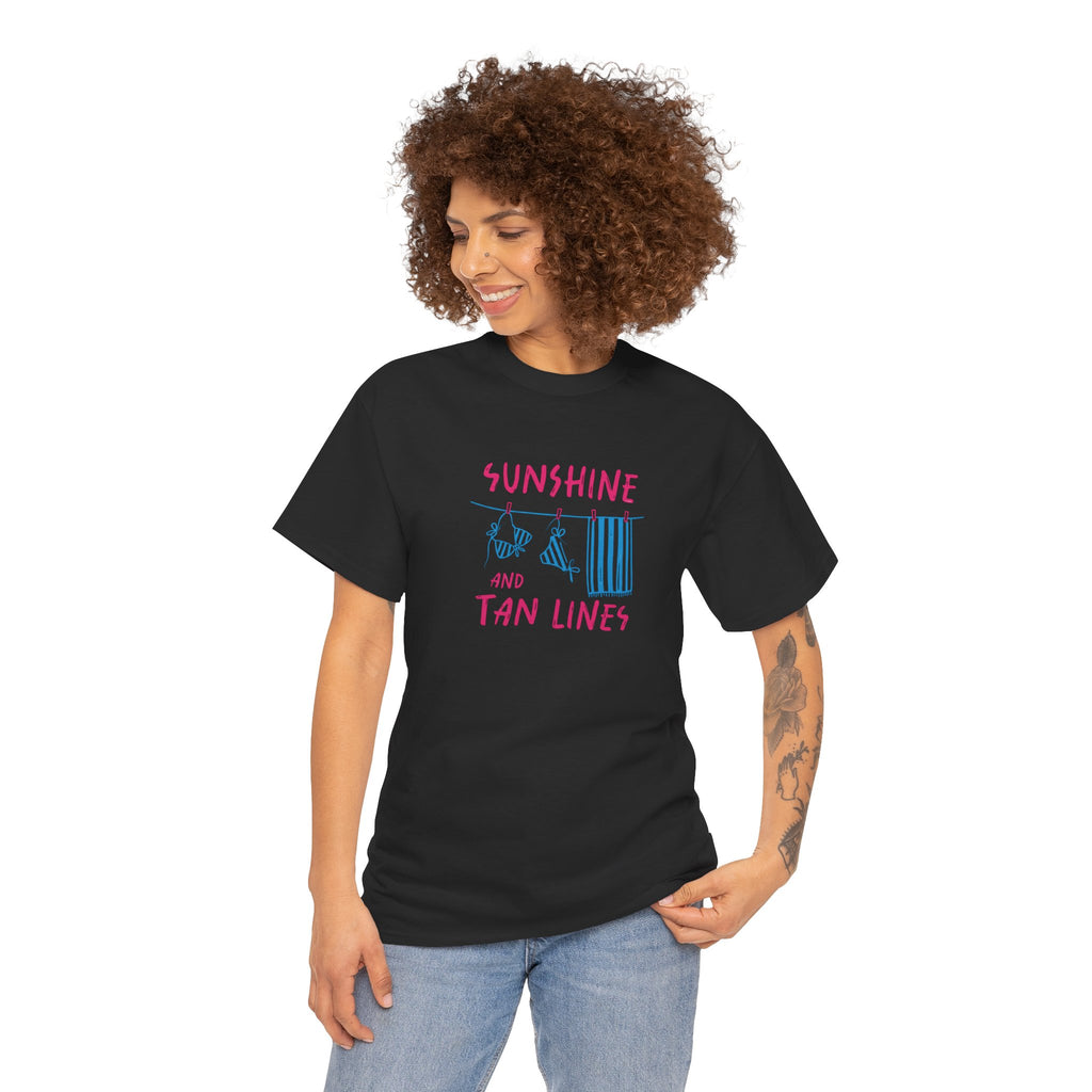 Sunshine and Tan Lines T-Shirt - Aesthetic Summer Vibe Graphic Tee