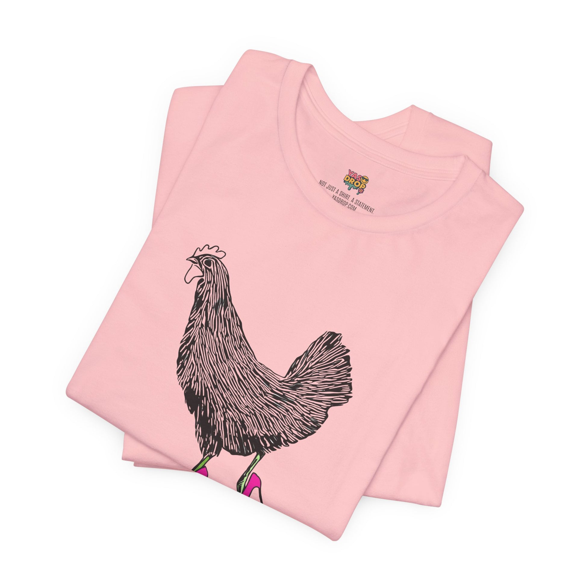 "Serving Looks" Chicken in Heels Graphic Tee – Ironic Minimalist Streetwear
