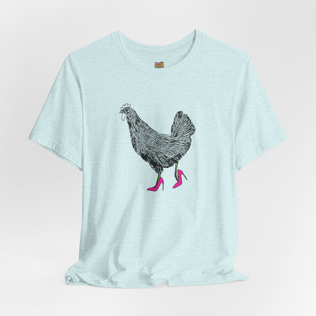 "Serving Looks" Chicken in Heels Graphic Tee – Ironic Minimalist Streetwear
