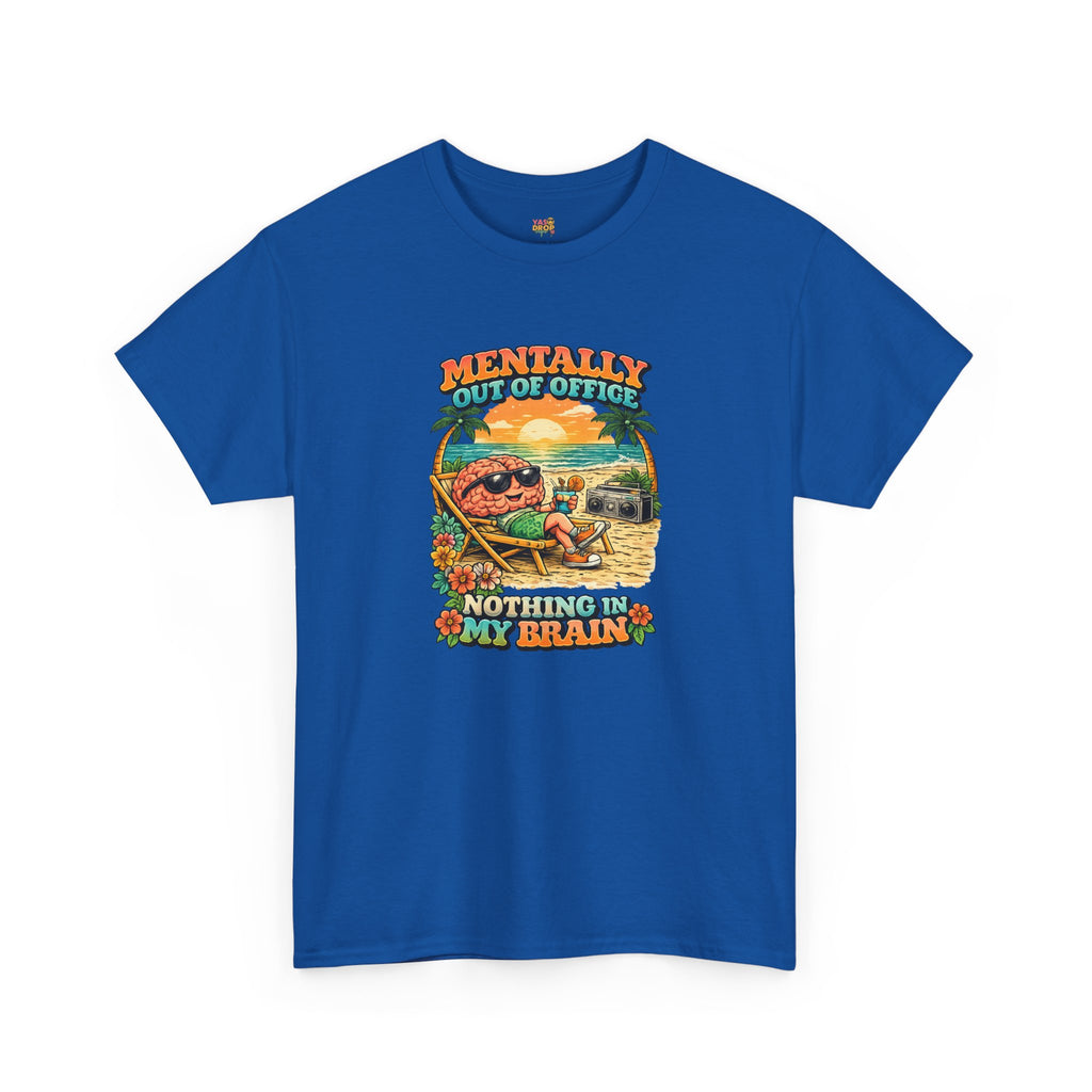 "Mentally Out of Office" Retro Brain Graphic Tee - Sarcastic Vacation T-Shirt