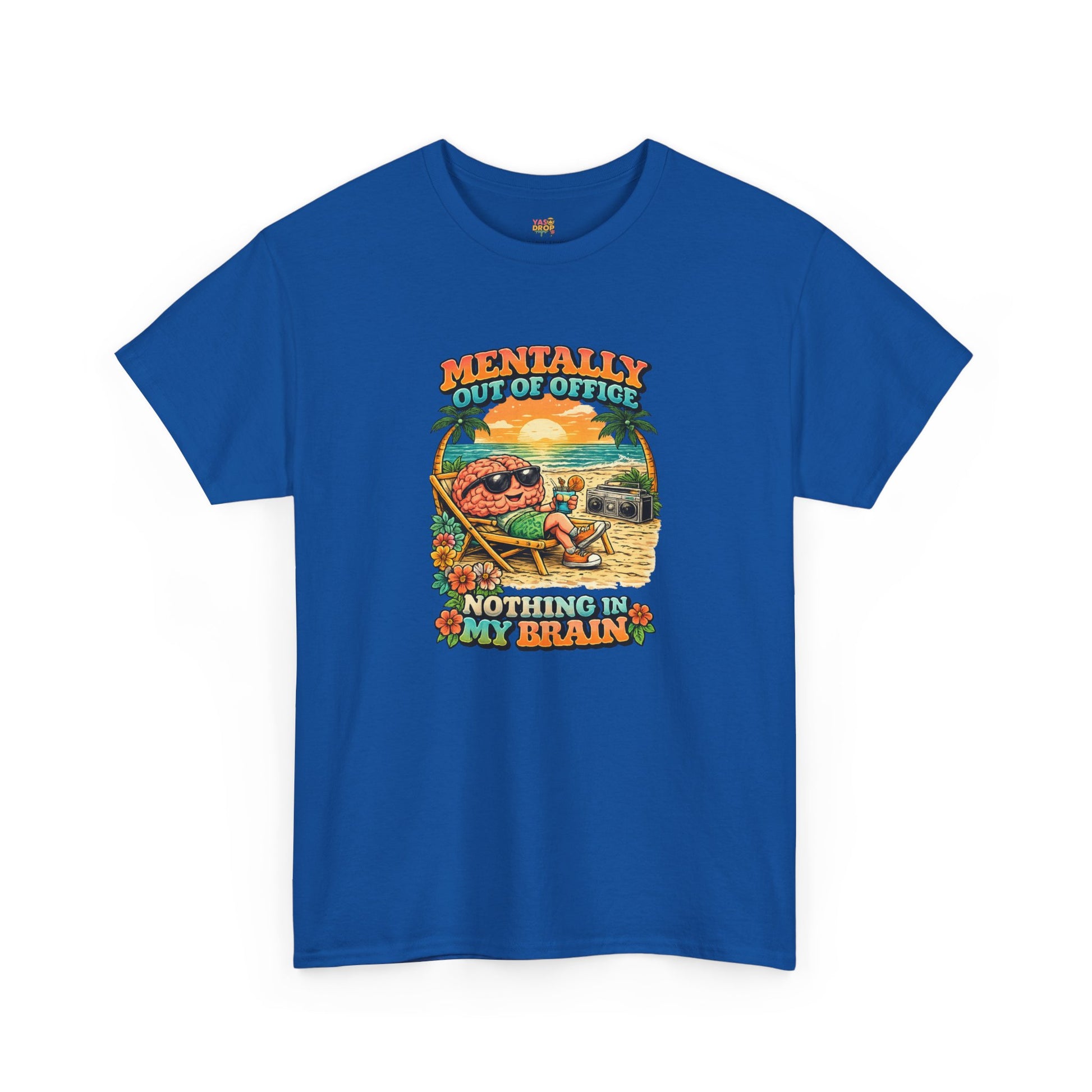"Mentally Out of Office" Retro Brain Graphic Tee - Sarcastic Vacation T-Shirt