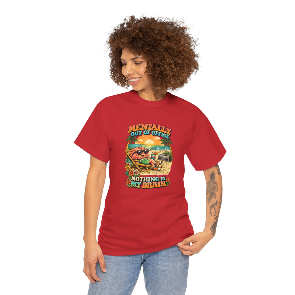 "Mentally Out of Office" Retro Brain Graphic Tee - Sarcastic Vacation T-Shirt