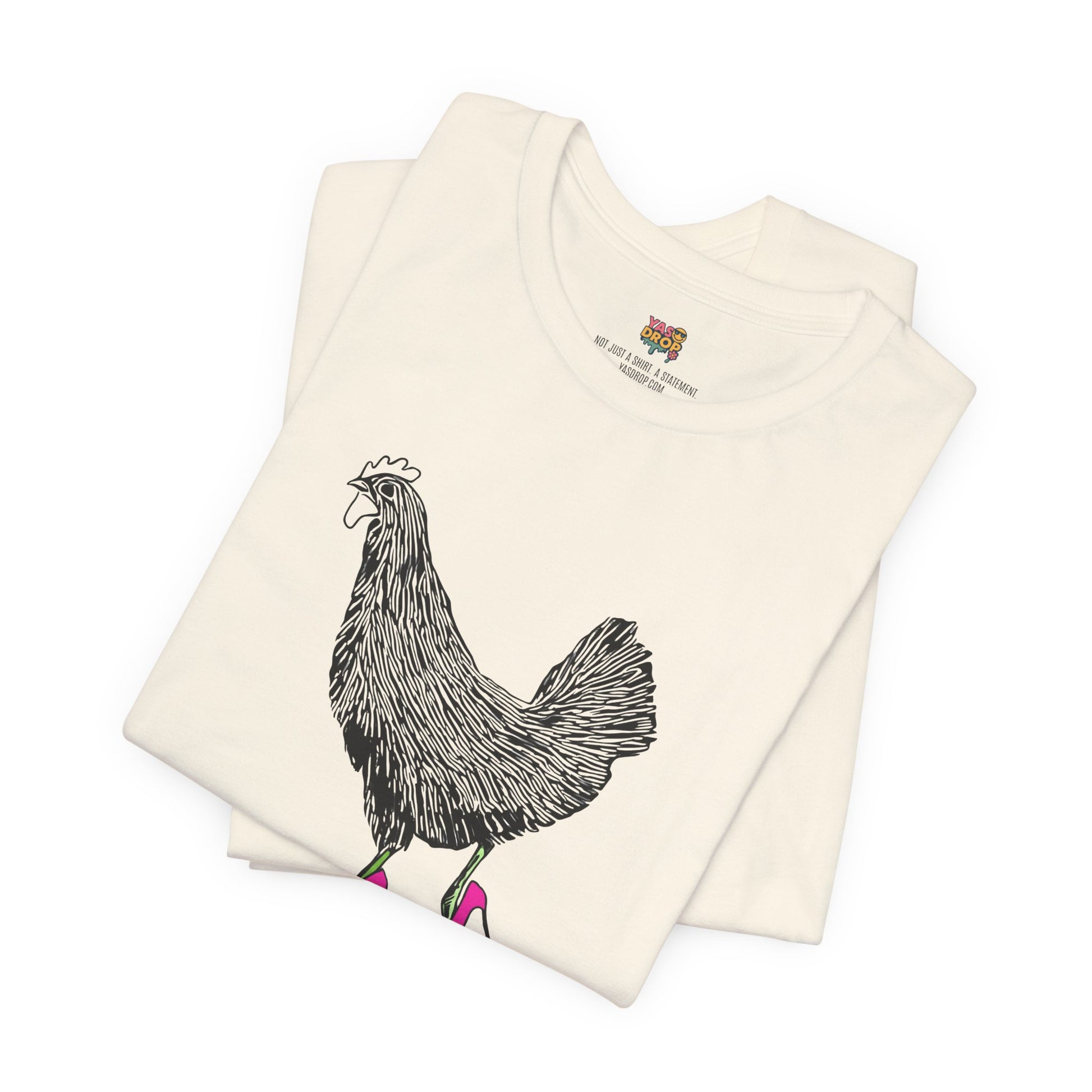 "Serving Looks" Chicken in Heels Graphic Tee – Ironic Minimalist Streetwear