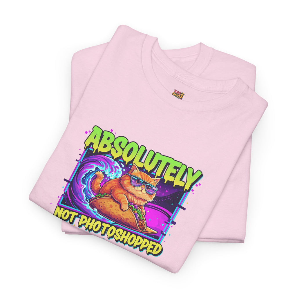 Absolutely Not Photoshopped: Neon Cat Surfing Taco Tee