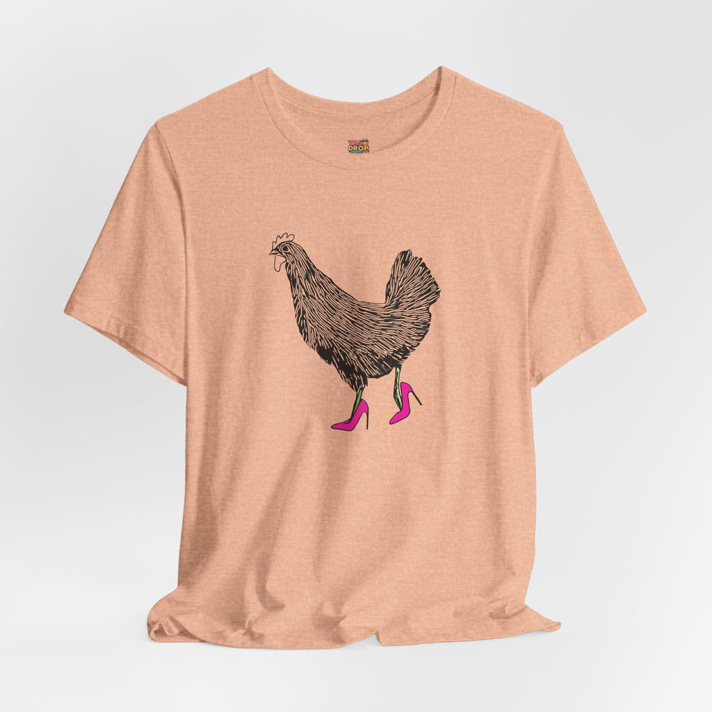 "Serving Looks" Chicken in Heels Graphic Tee – Ironic Minimalist Streetwear