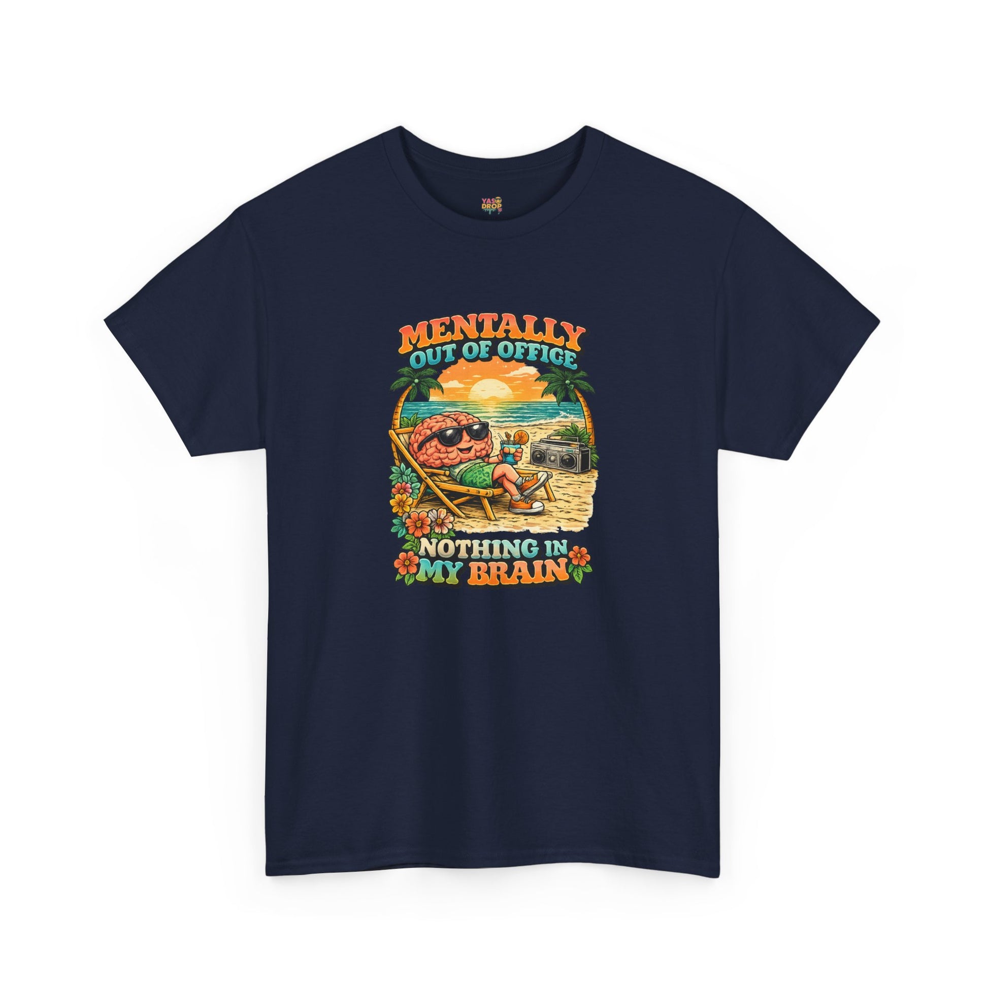 "Mentally Out of Office" Retro Brain Graphic Tee - Sarcastic Vacation T-Shirt