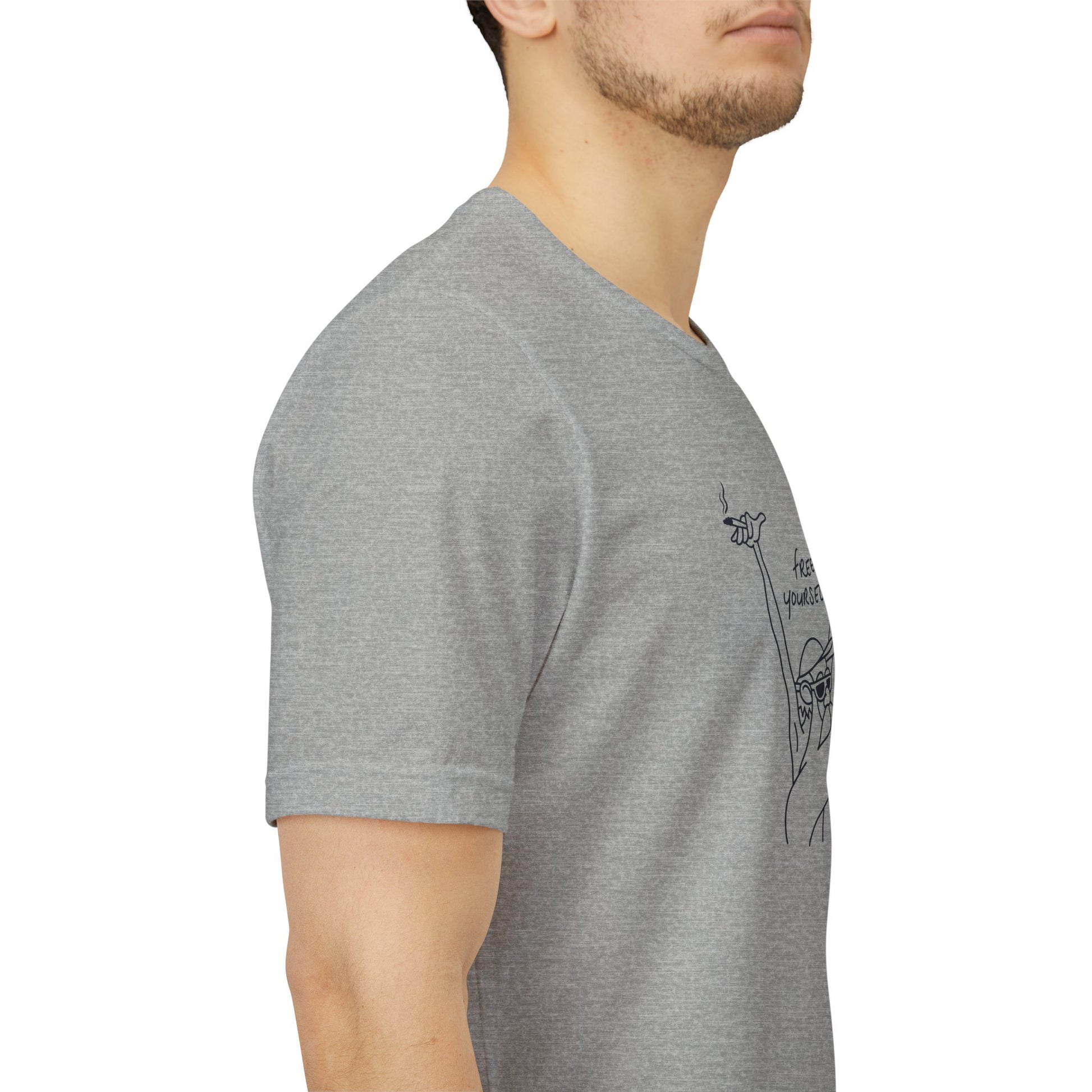 "Free Yourself" Retro Line Art Graphic Tee – Ironic Minimalist Streetwear