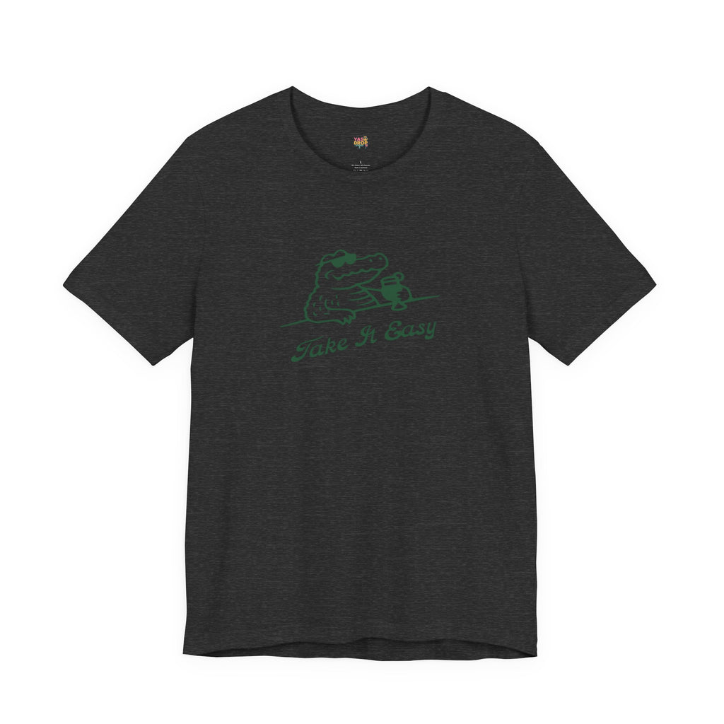 Take It Easy Crocodile Graphic Tee - Retro Aesthetic Vintage White Streetwear Shirt