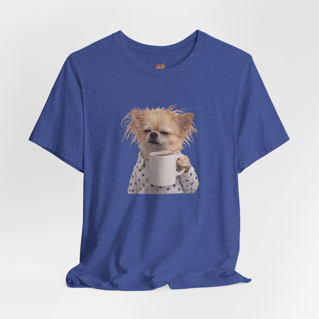 Morning Mood Tired Chihuahua Coffee Graphic T-Shirt