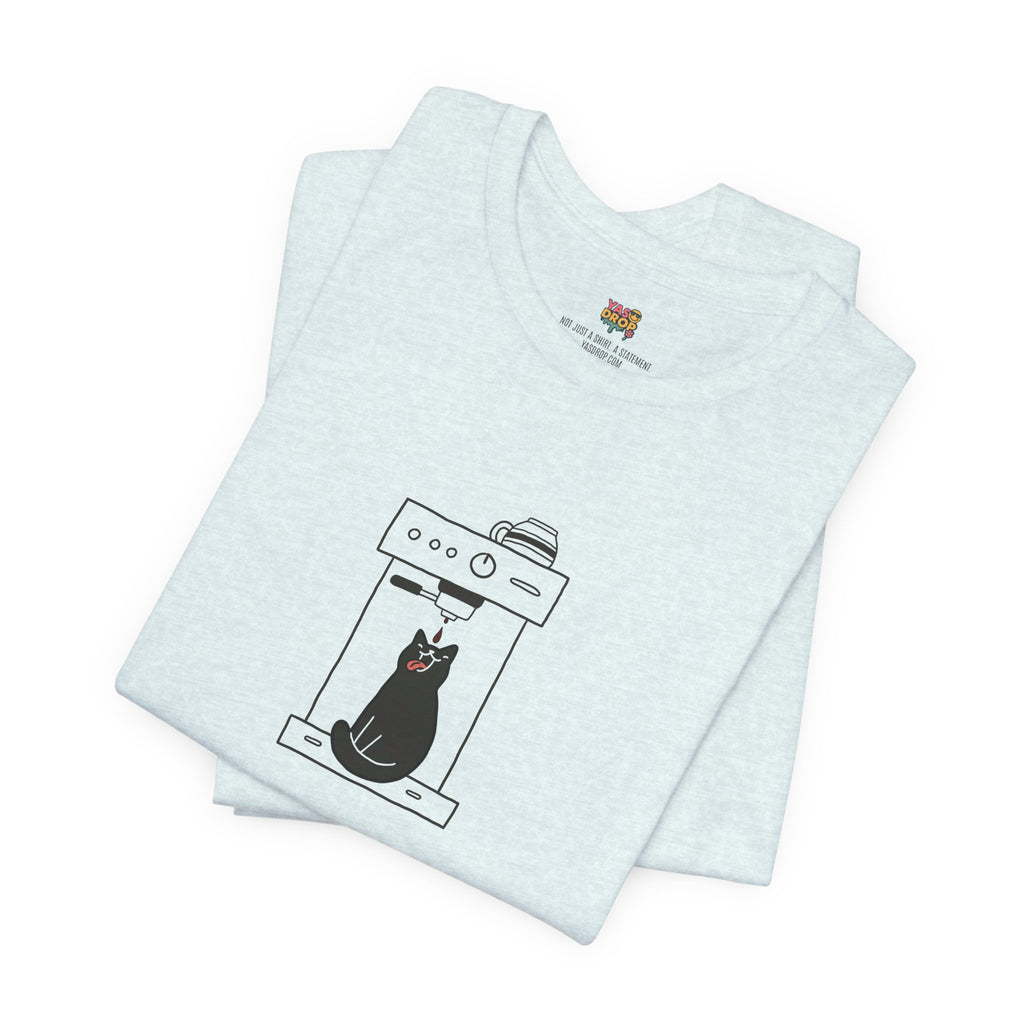 Espresso Cat Graphic Tee – Ironic Minimalist Coffee Streetwear