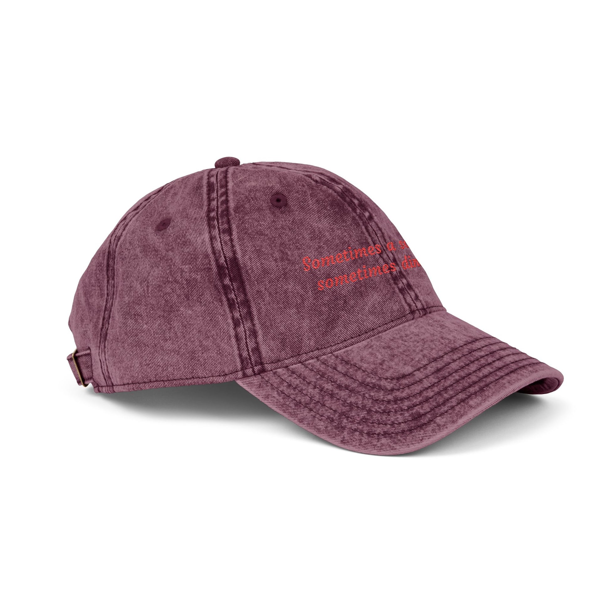 "Sometimes A Soft Girl, Sometimes Dinosaur" Vintage Embroidered Hat | Low Profile Washed Cotton Cap