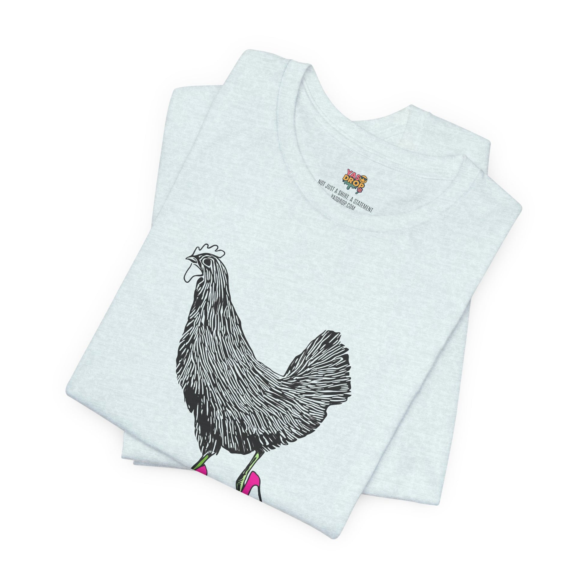"Serving Looks" Chicken in Heels Graphic Tee – Ironic Minimalist Streetwear
