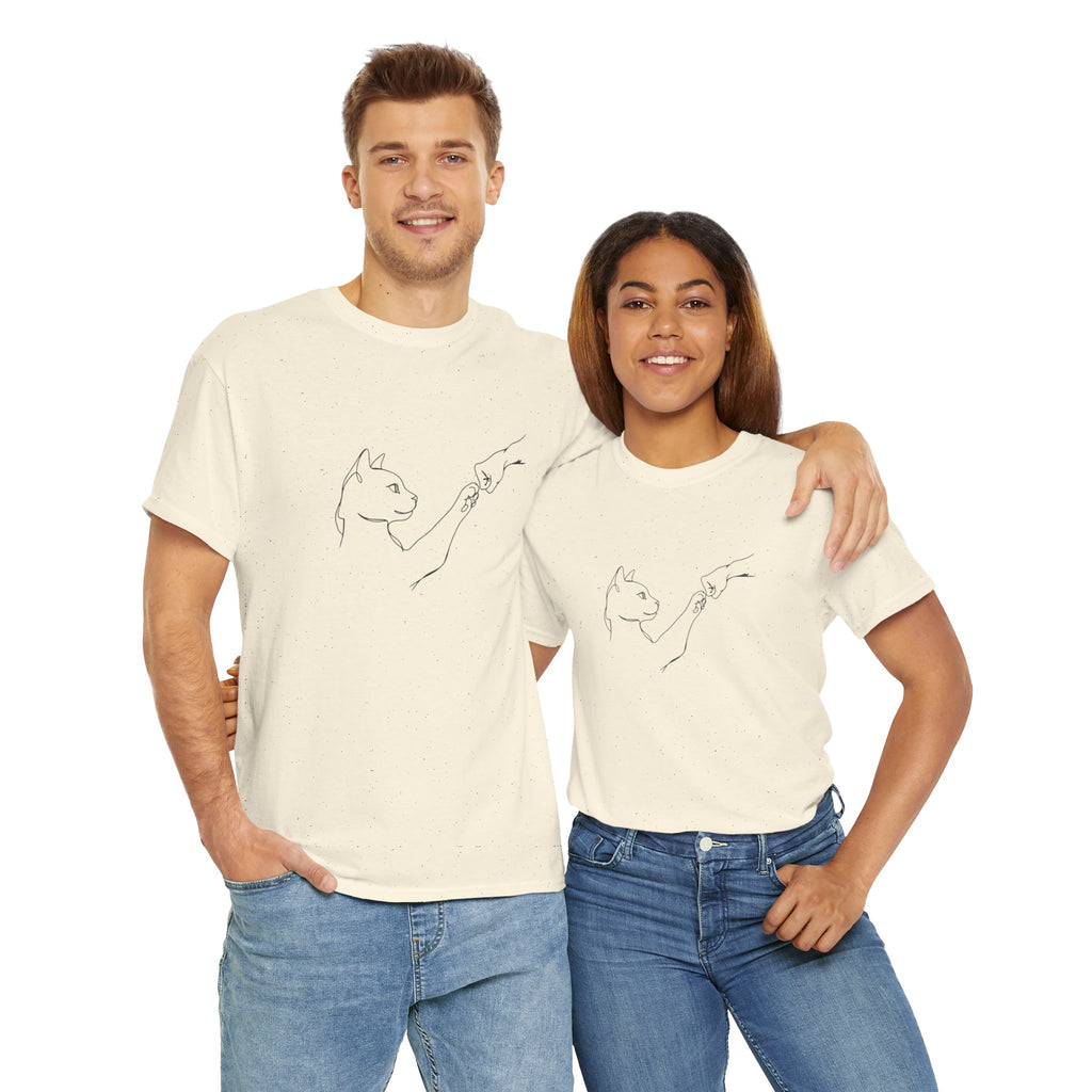 Paw Bump Bond: Minimalist Cat & Human Connection Art Tee