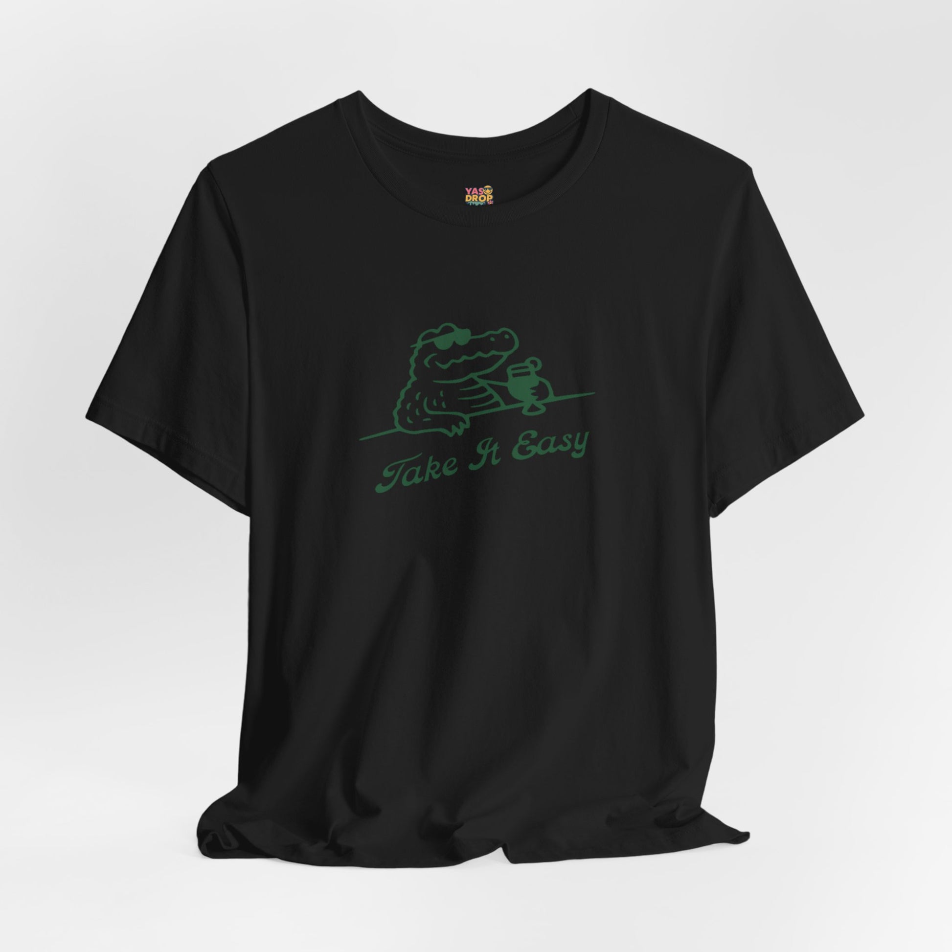 Take It Easy Crocodile Graphic Tee - Retro Aesthetic Vintage White Streetwear Shirt