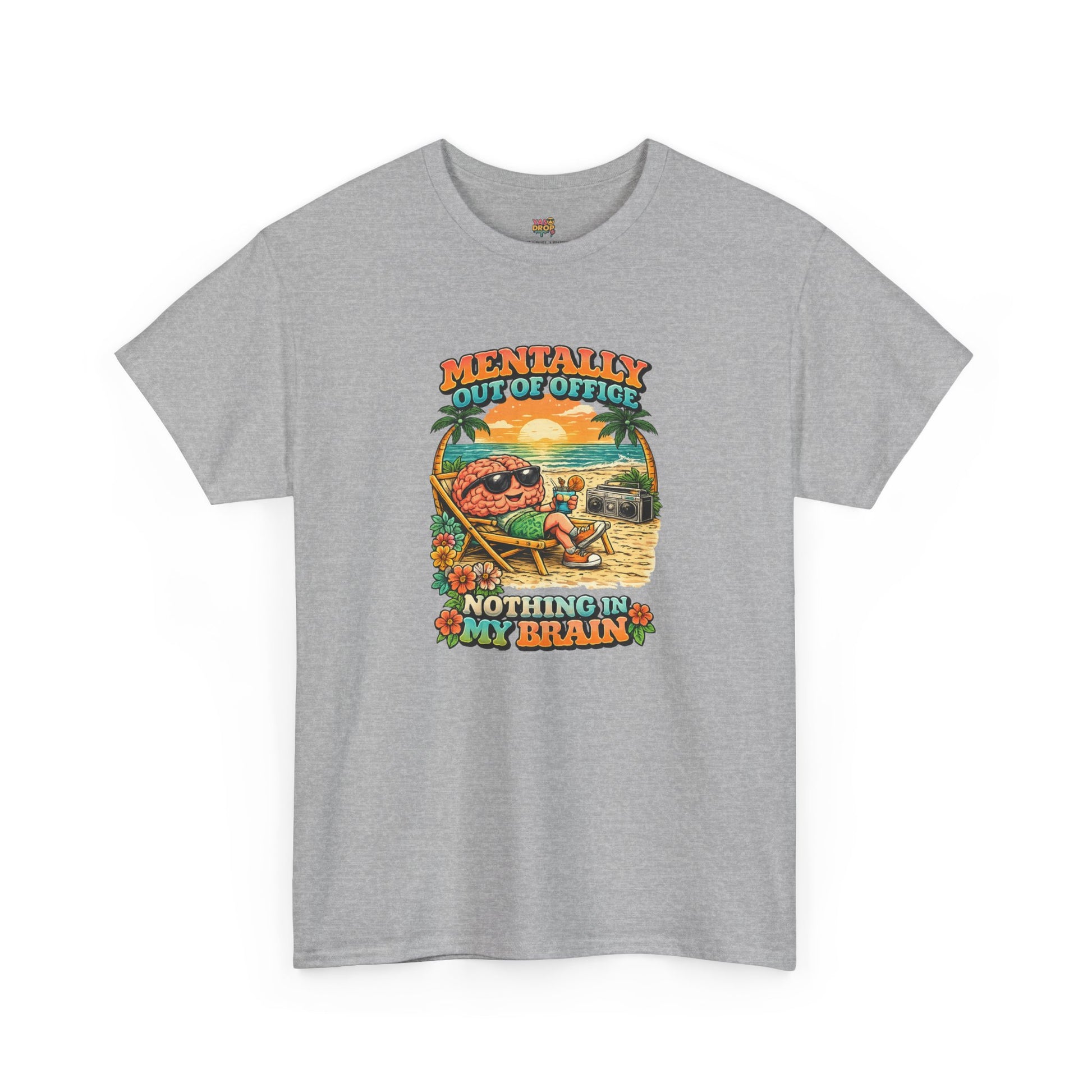 "Mentally Out of Office" Retro Brain Graphic Tee - Sarcastic Vacation T-Shirt