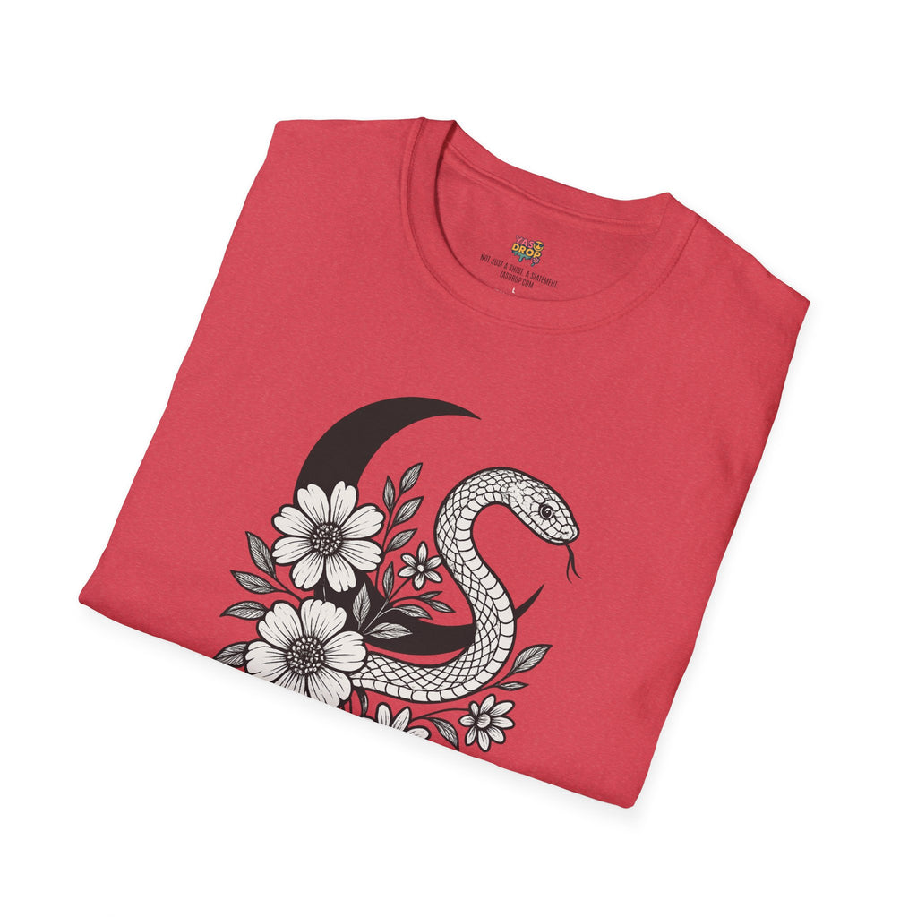 Botanic Serpent T-Shirt – Dark Floral Snake Graphic for Moonchild Energy