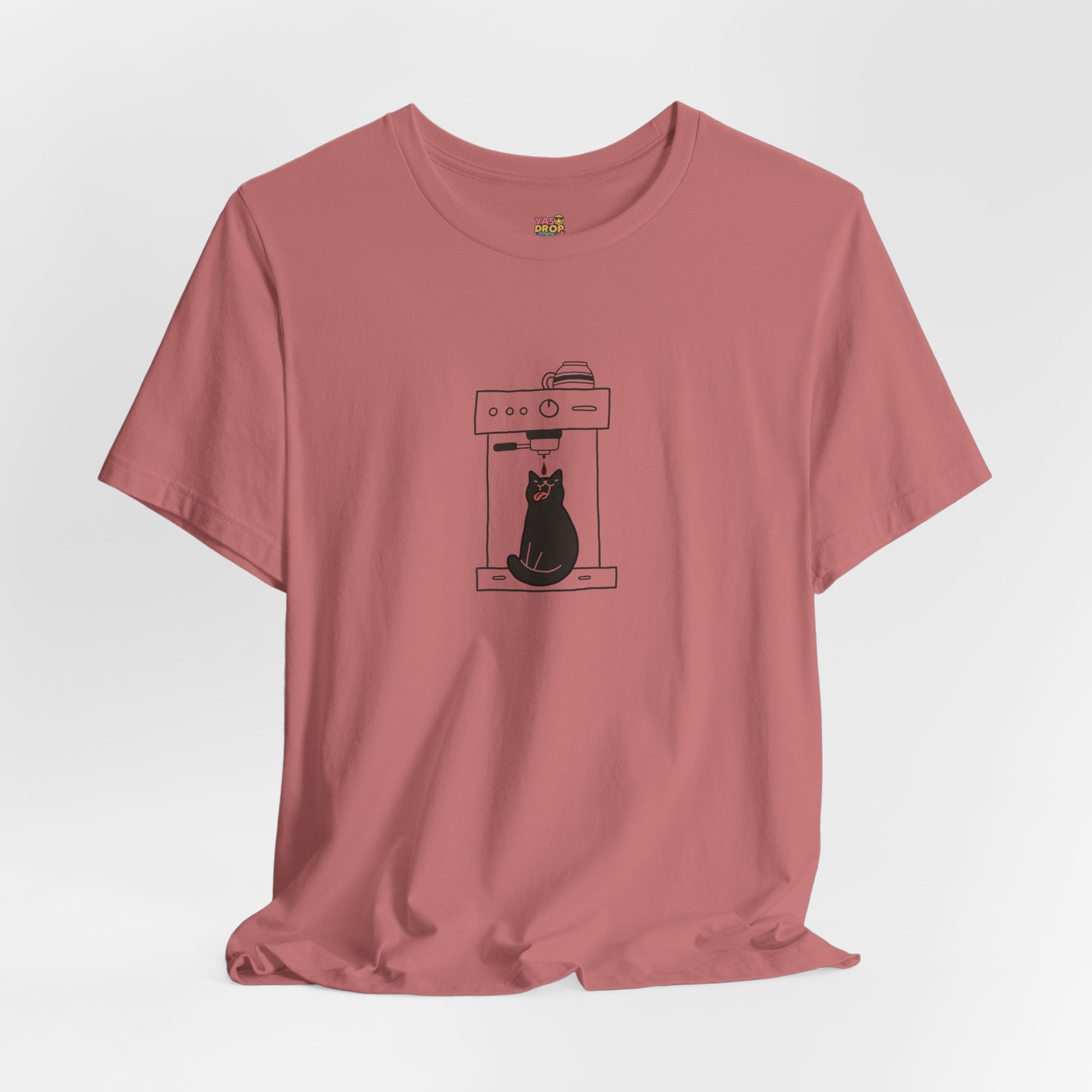 Espresso Cat Graphic Tee – Ironic Minimalist Coffee Streetwear