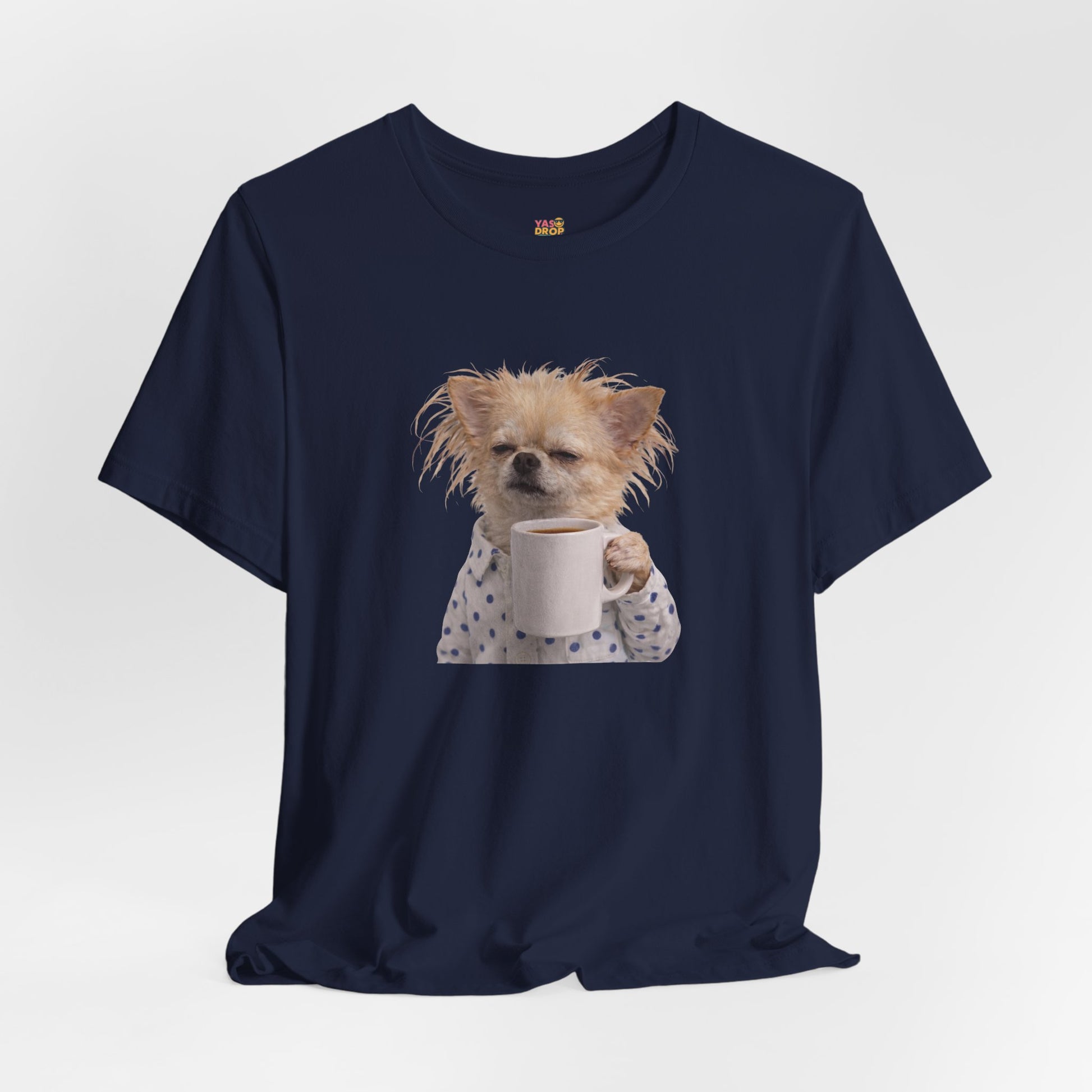 Morning Mood Tired Chihuahua Coffee Graphic T-Shirt
