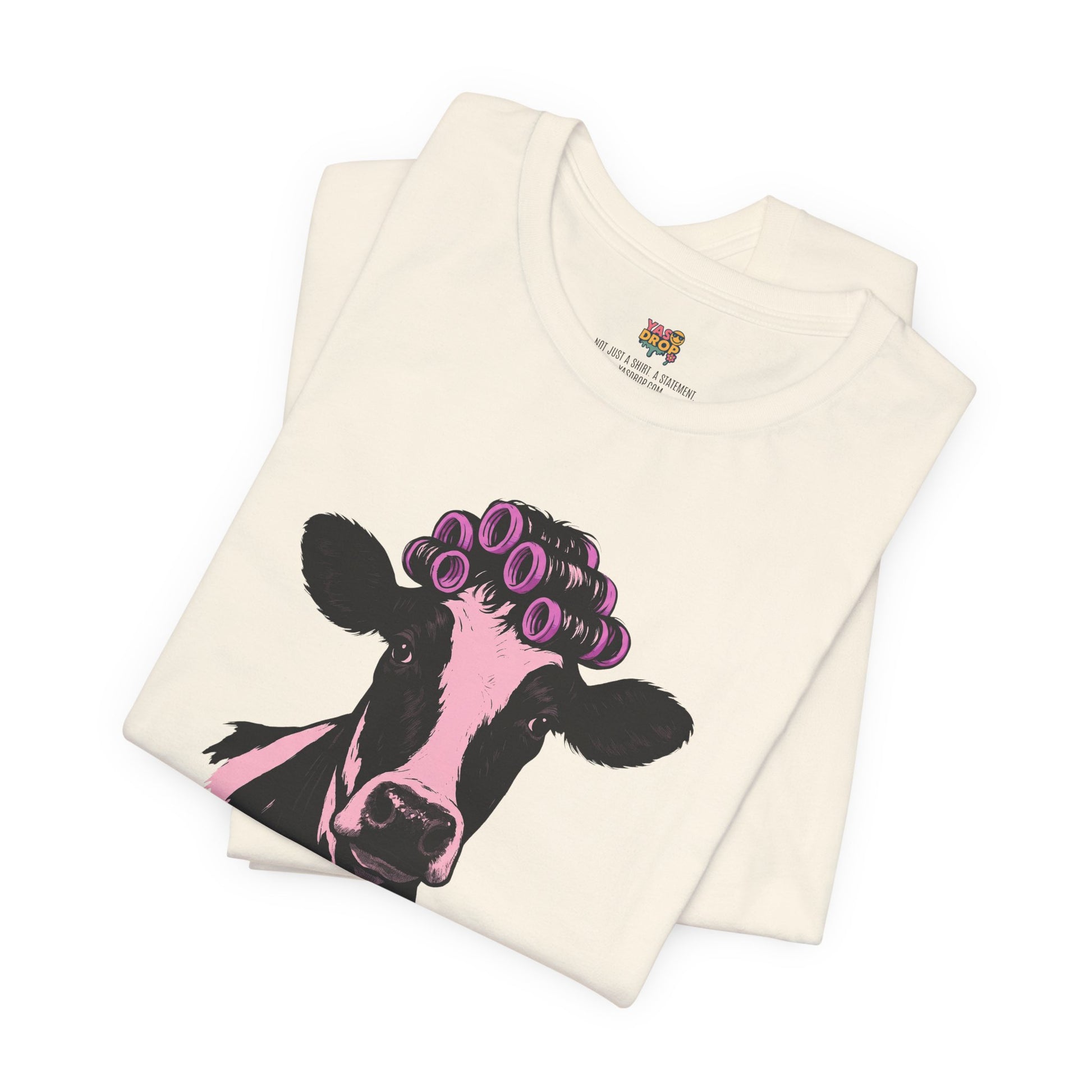 "In My Lane" Cow in Rollers Graphic Tee – Aesthetic Ironic Minimalist Streetwear