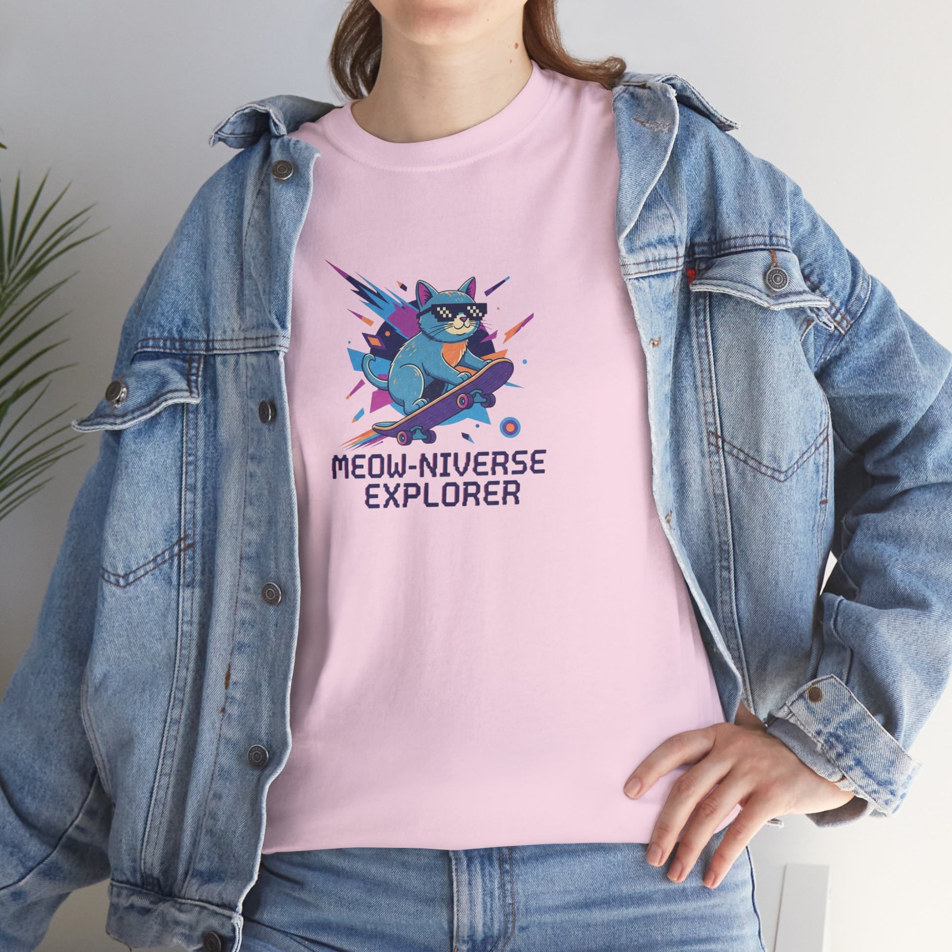 MEOW-NIVERSE EXPLORER: Retro Cyber Cat Skater Tee