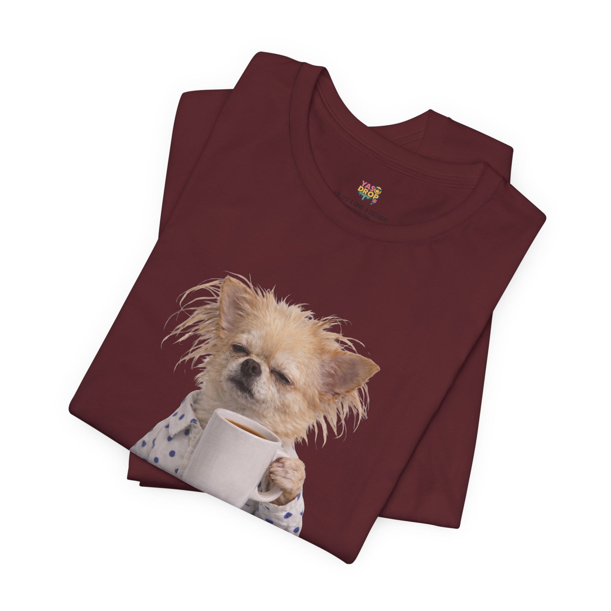 Morning Mood Tired Chihuahua Coffee Graphic T-Shirt