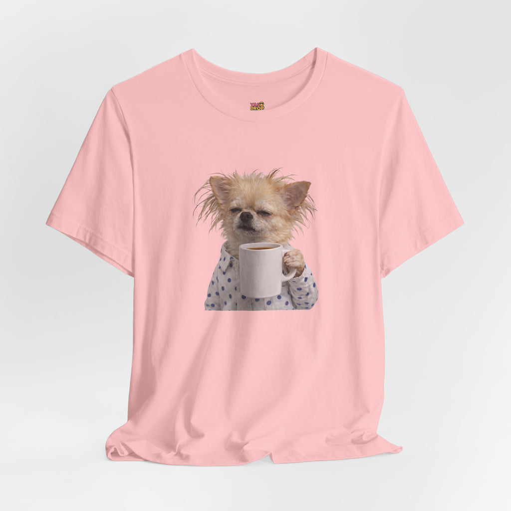 Morning Mood Tired Chihuahua Coffee Graphic T-Shirt