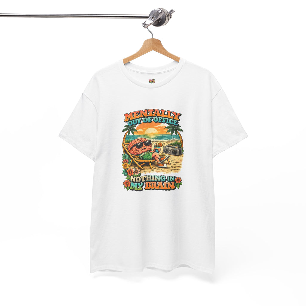 "Mentally Out of Office" Retro Brain Graphic Tee - Sarcastic Vacation T-Shirt