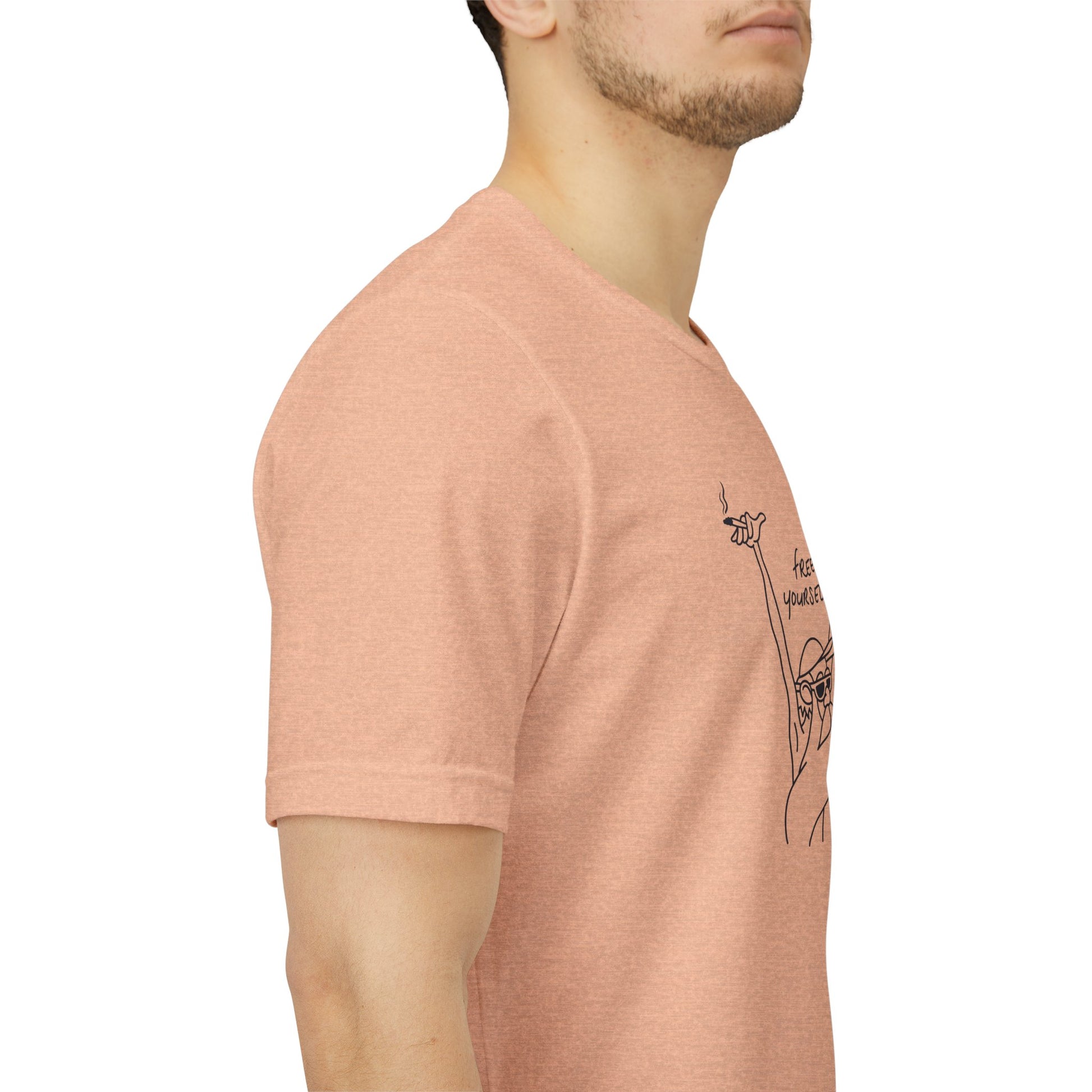 "Free Yourself" Retro Line Art Graphic Tee – Ironic Minimalist Streetwear