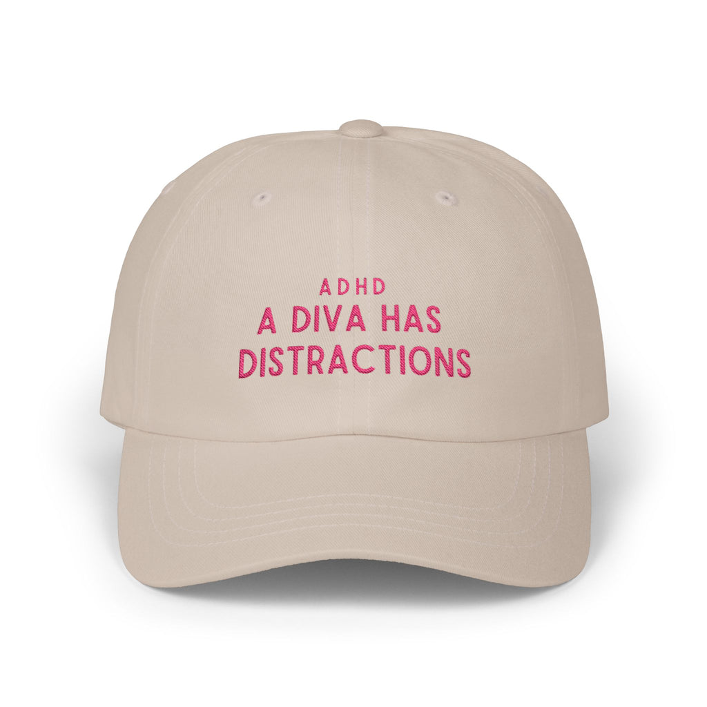 ADHD A Diva Has Distractions embroidered beige dad hat minimalist streetwear aesthetic