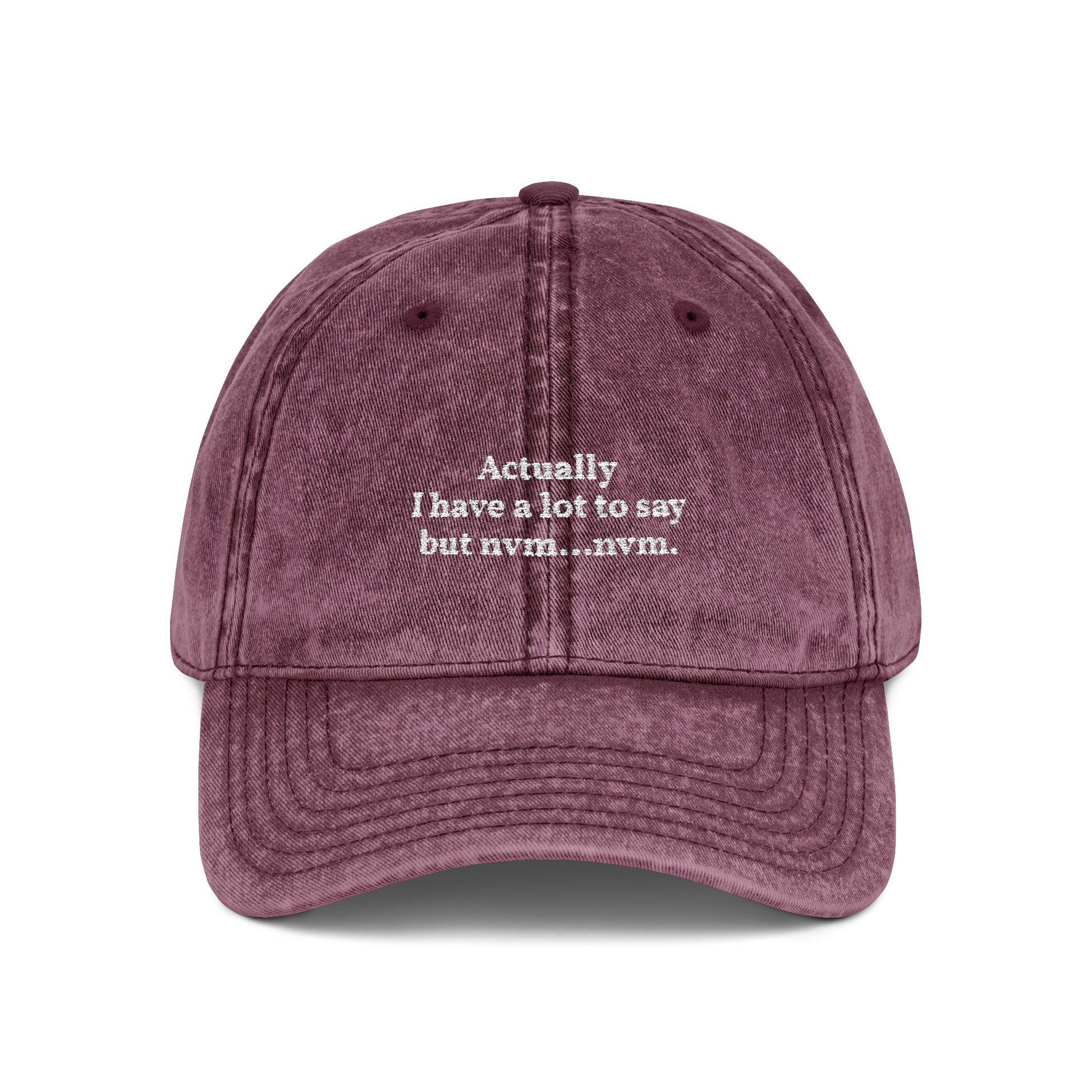 "Actually I Have A Lot To Say" Vintage Embroidered Dad Hat purple
