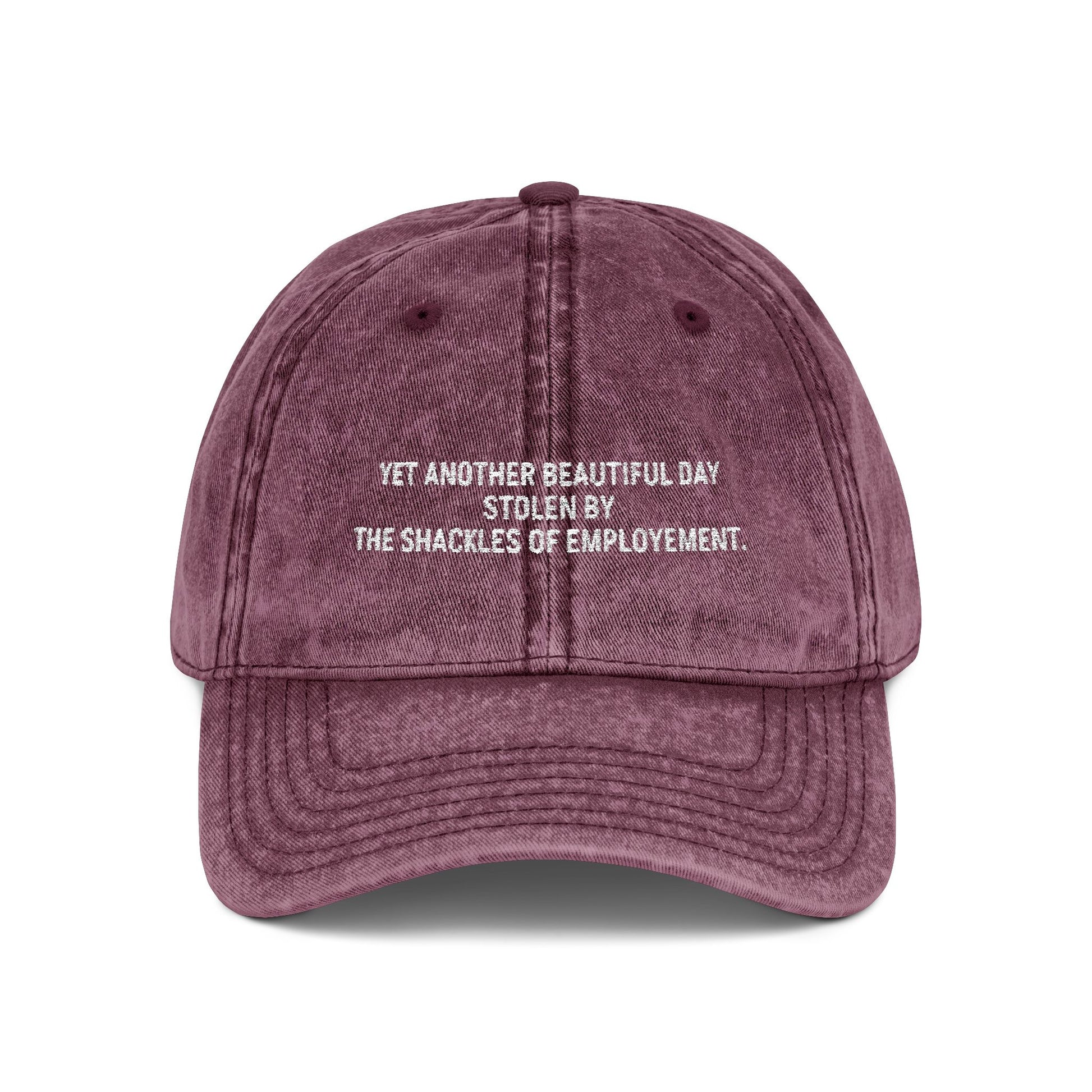 Anti-Work Dad Hat: "Shackles of Employment" Funny Cap purple