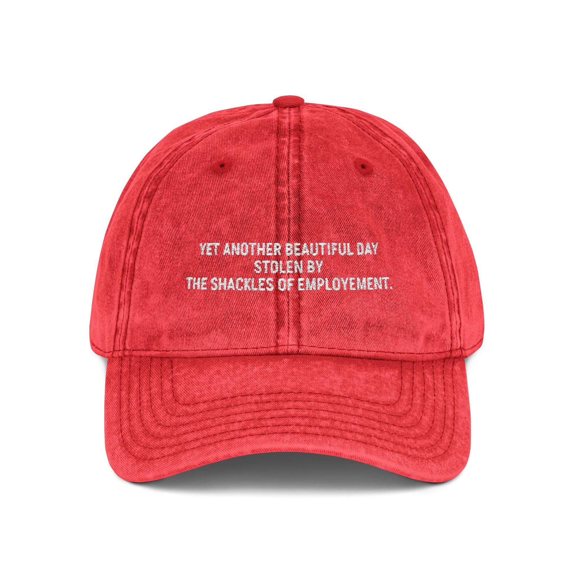Anti-Work Dad Hat: "Shackles of Employment" Funny Cap red