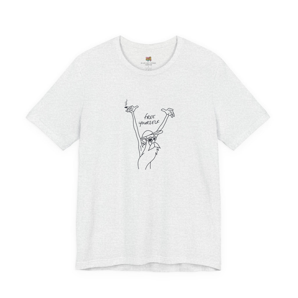"Free Yourself" Retro Line Art Graphic Tee – ash